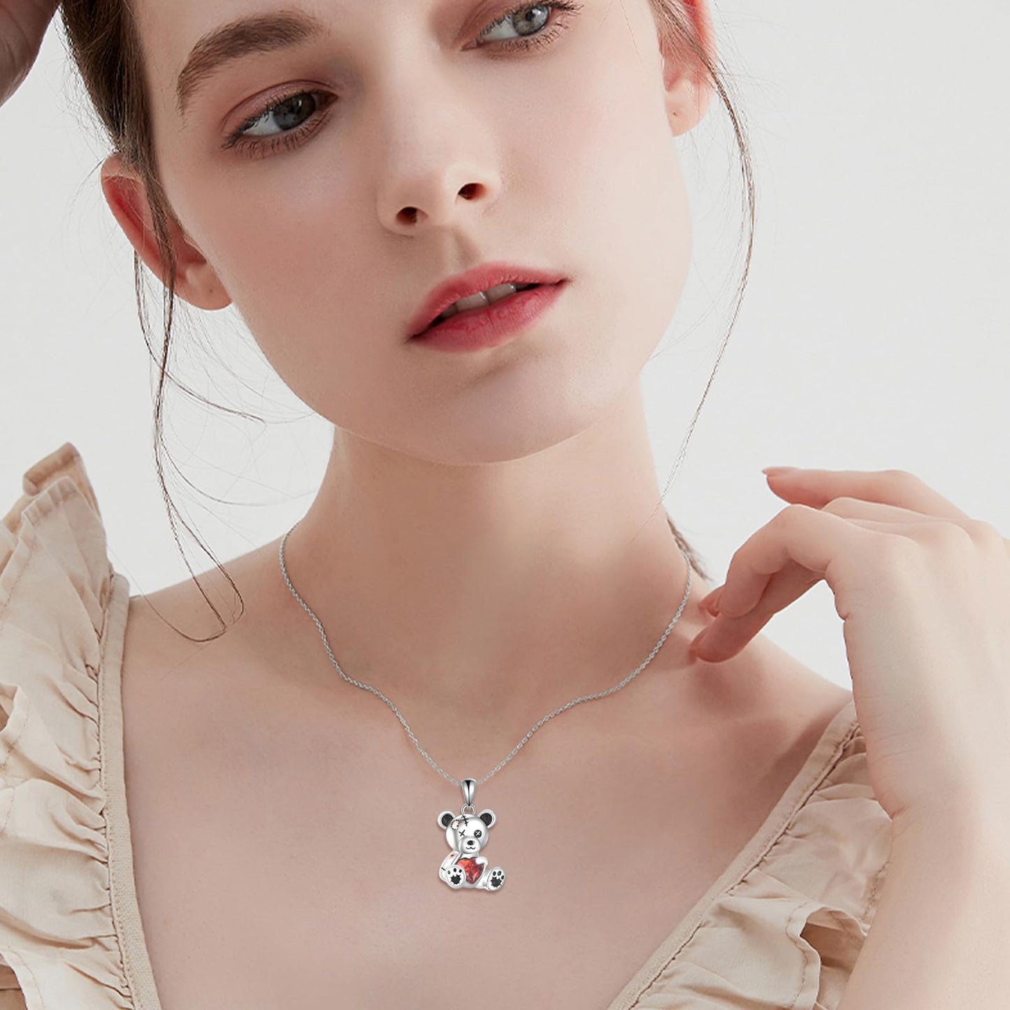 Grmdit Teddy Bear Necklace 925 Sterling Silver Broken Teddy Bear Pendant Necklace Teddy Jewelry Gifts for Women Teddy Bear Lover