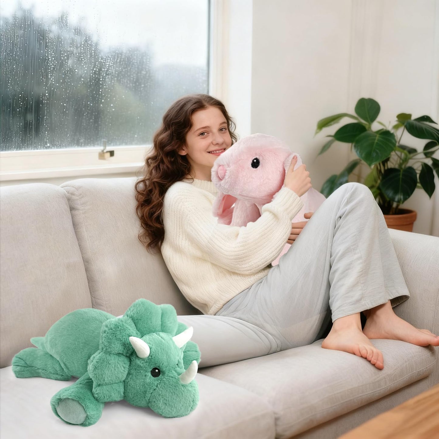 4.5 Lbs Cute Bunny Weighted Plush Stuffed Animal 22" Soft Pink Weighted Rabbit Plush Toys for Kids and Adults Huggable Doll for Boys Girls Gifts for Birthday Easter Christmas Mother's Day (Bunny)