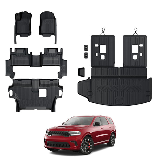 GALVAGNITE Floor Mats for 2016-2025 2026 Dodge Durango 7-seat, All Weather TPE Cargo Liner Cargo Mat and 3rd Row Backrest Mats for Durango Accessories