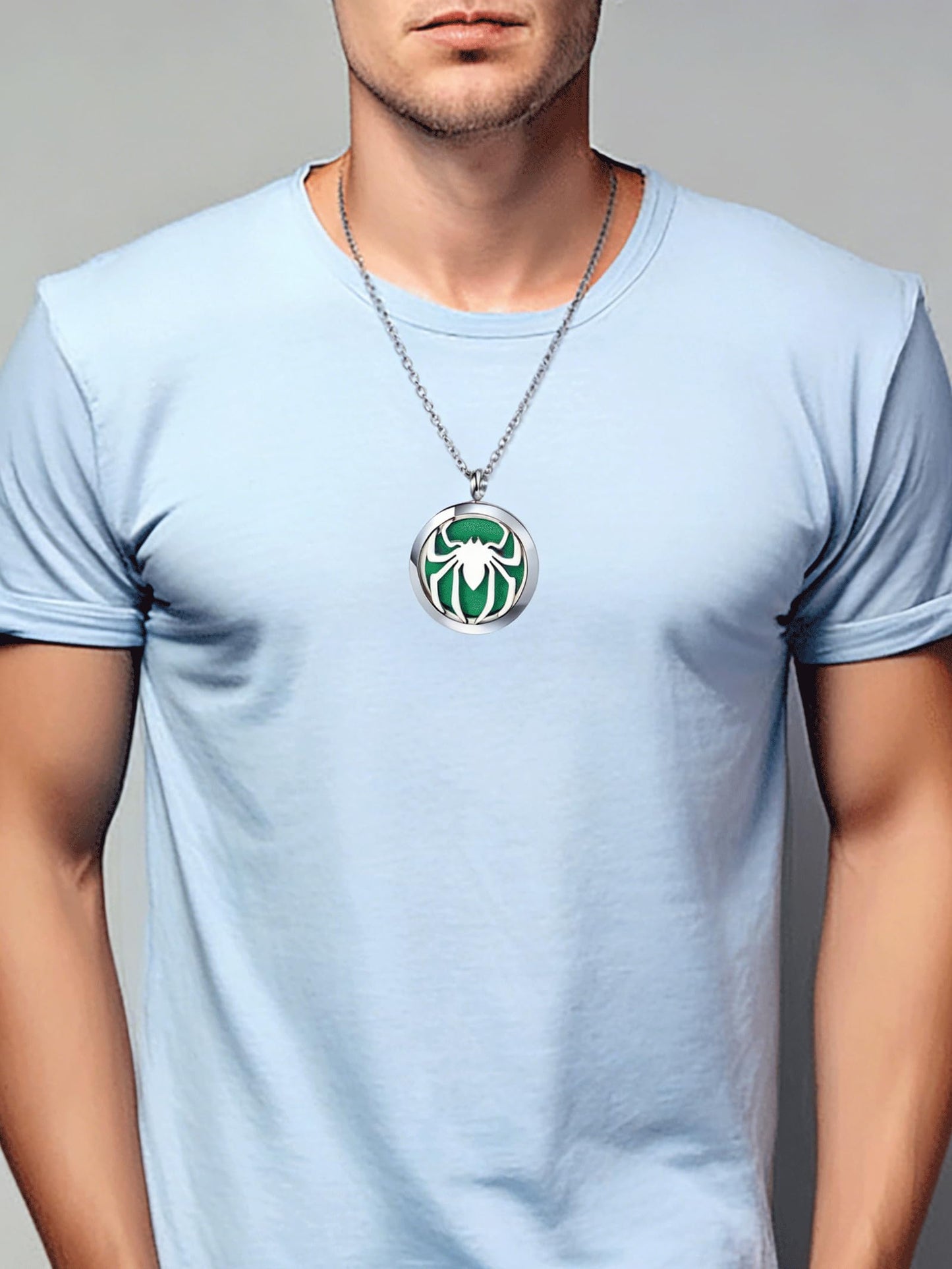 Popeoiuh Essential Oil Diffuser Necklace - Aromatherapy Stainless Steel Spider Pattern Locket Pendant Jewelry Set for Birthday Christmas Halloween Women Men Teen