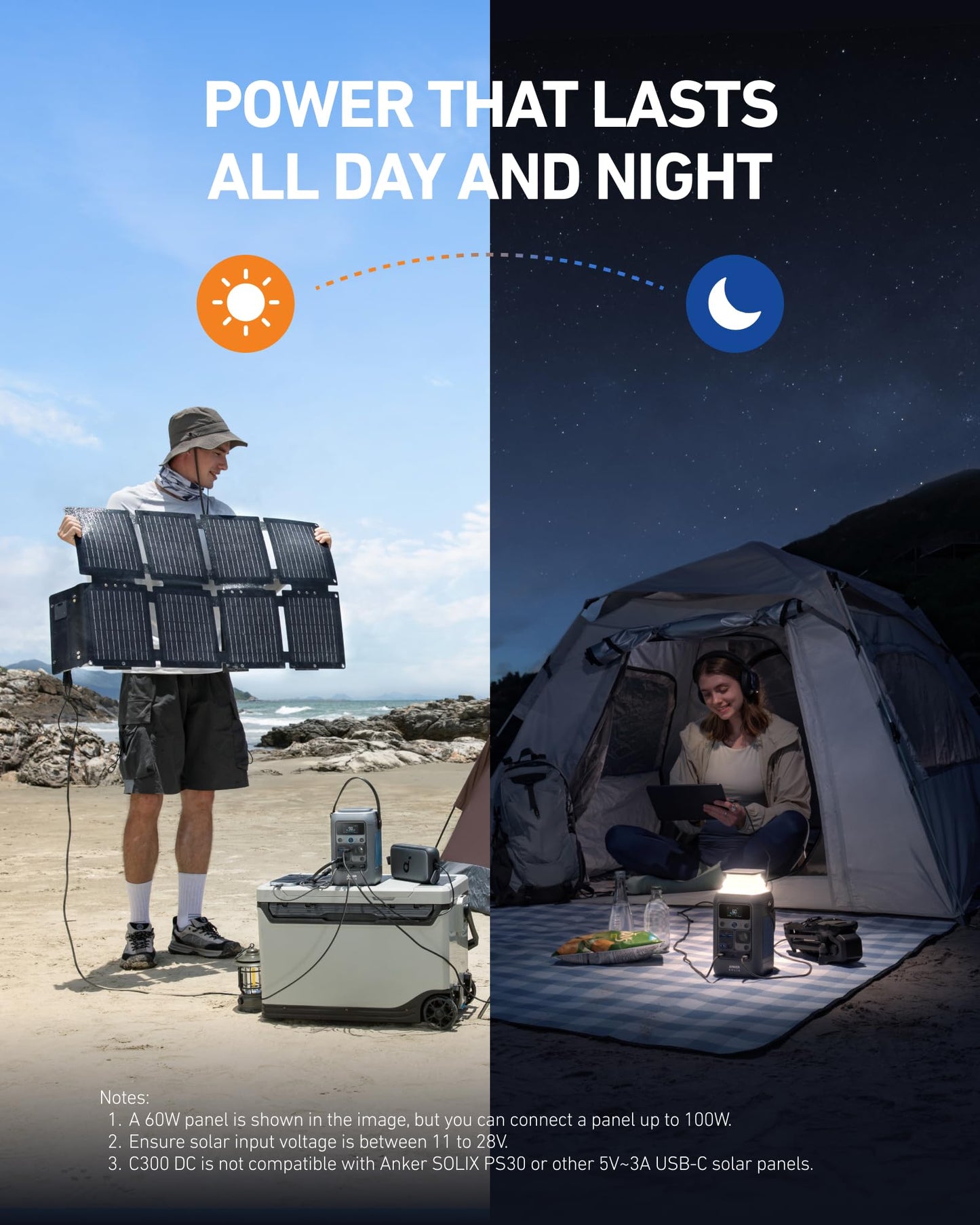 Anker SOLIX C300 DC Power Bank Station with Car Charging Cable, Outdoor 288Wh, Portable Power Station, LiFePO4 Battery, 300W Solar Generator, for Camping, Traveling, and Emergencies