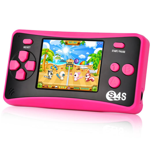 Handheld Game for Kids Ages 4-10, 2025 Upgraded, 142 Classic Mini Games, TV Output, 2.5" LCD Screen, Portable Arcade System, Birthday for Children-Rose