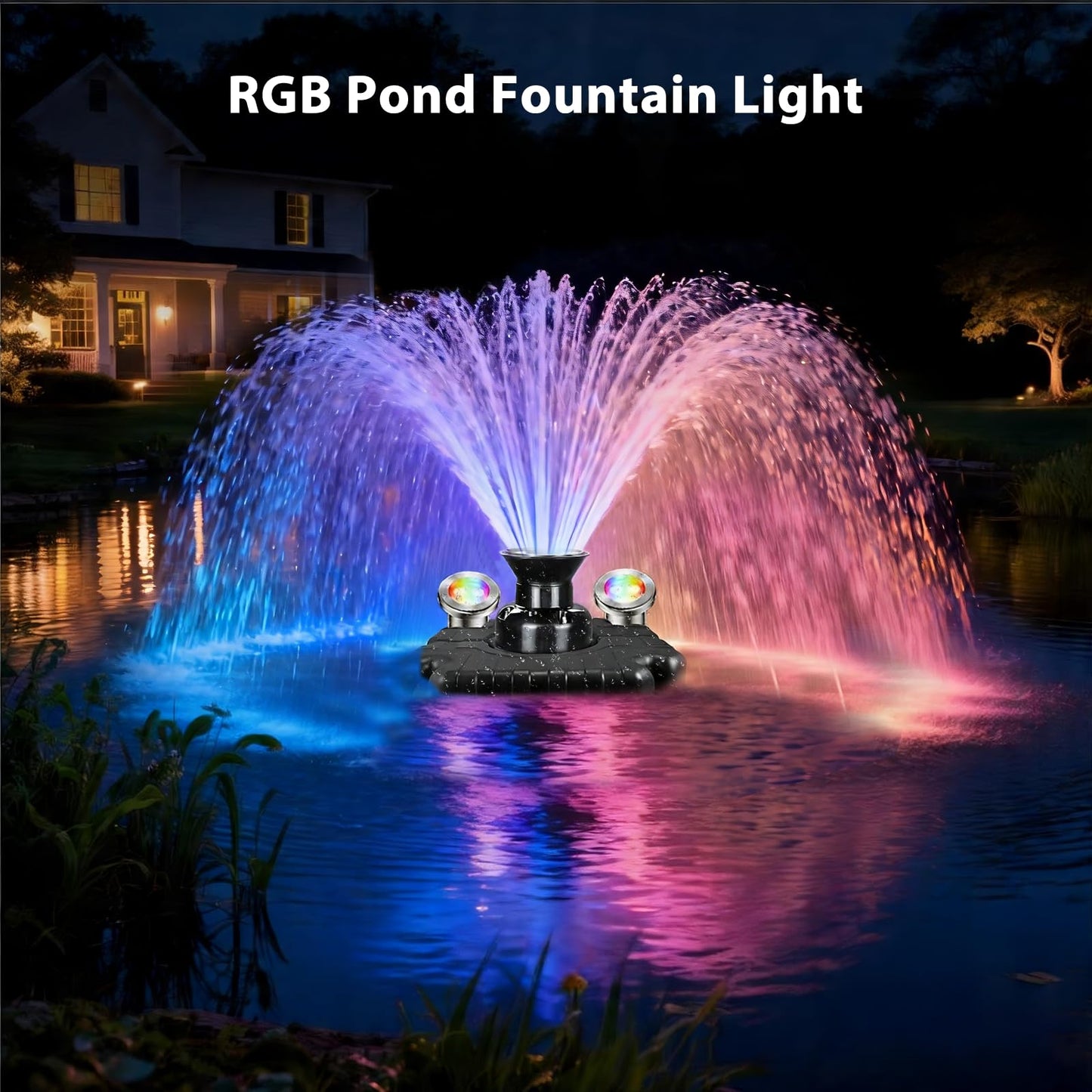LyLmLe LED Pond Lights with APP Control, 6W SS316 Stainless Steel RGB Underwater Fountain Light with 12V Transformer, IP68 Waterproof Outdoor Underwater Lights for Pond Waterfall, Black Wire(4-Spots)