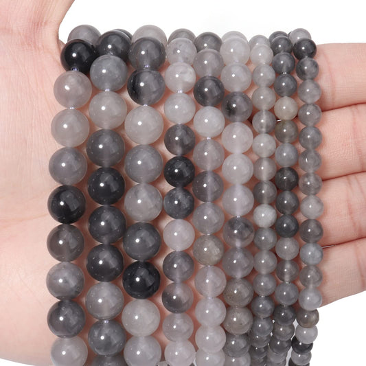 45pcs 8mm Natural Cloudy Quartz Crystal Gemstone Beads Energy Healing Crystal Round Loose Stone Beads for Jewelry Making, DIY Bracelets Necklaces