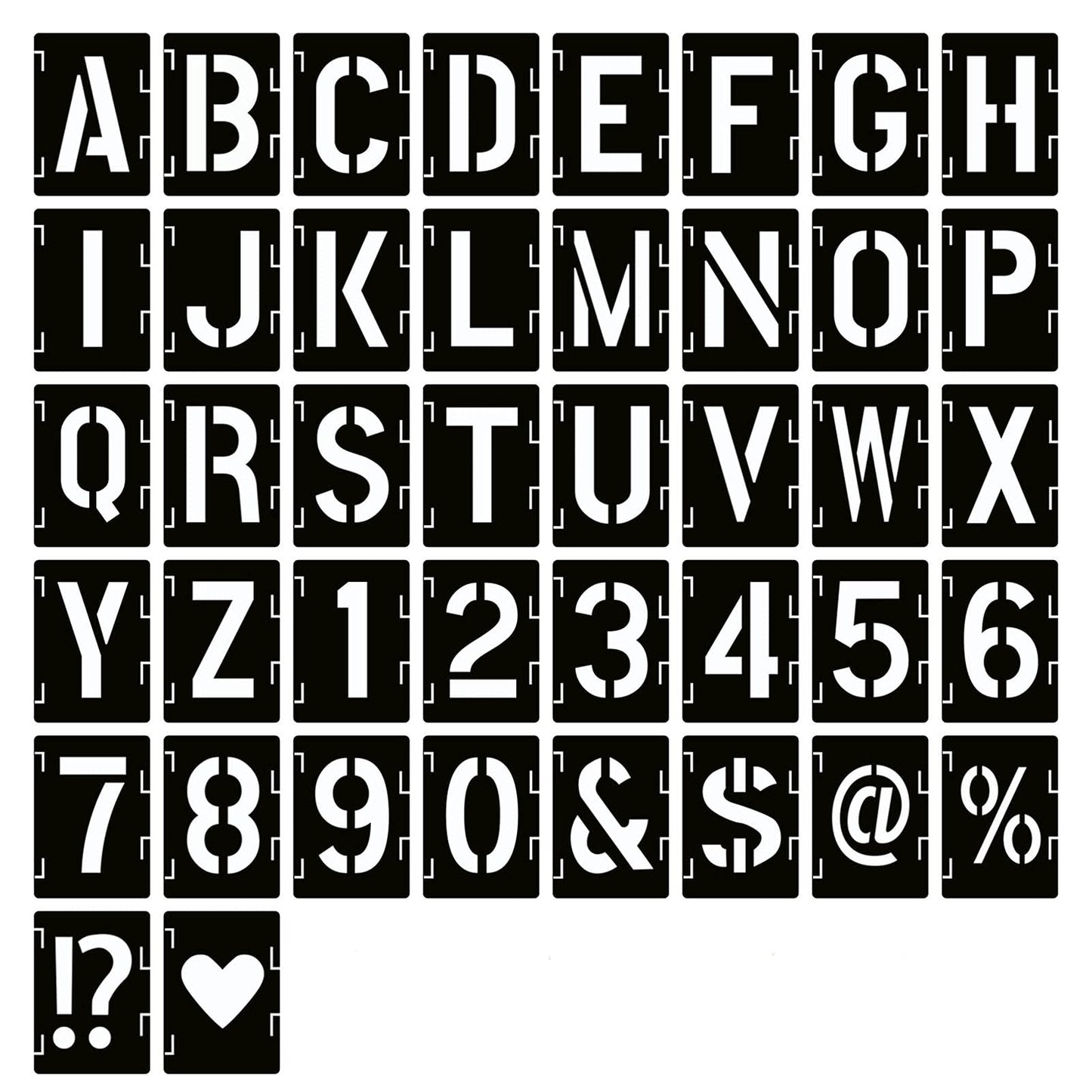 YEAJON 3 Inch Letter Stencils Symbol Numbers Craft Stencils, 42 Pcs Reusable Alphabet Templates Interlocking Stencil Kit for Painting on Wood, Wall, Fabric, Rock, Chalkboard, Sign, DIY Art Projects