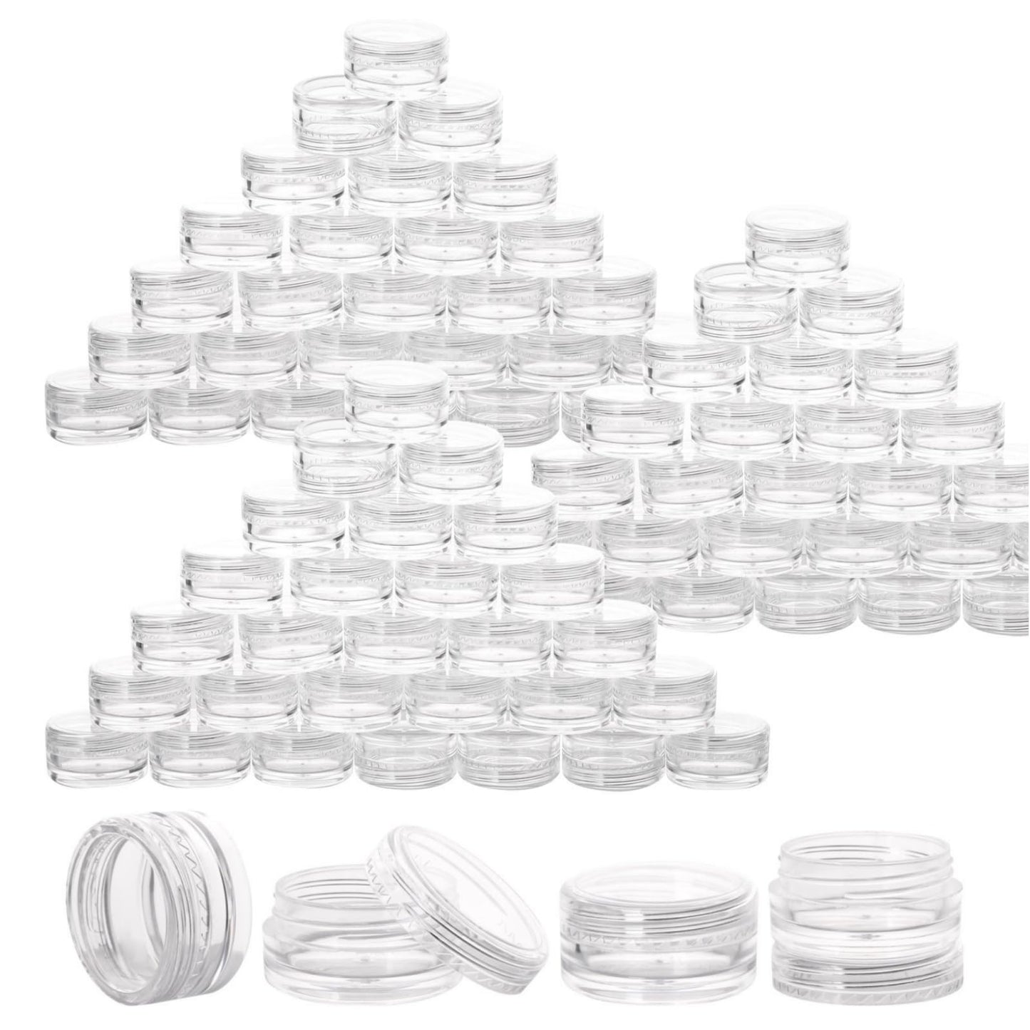 100 Count 10g Sample Jars with Lids Makeup Jars Plastic Lip Scrub Containers TSA Approved Cosmetic Containers for Traveling - Clear