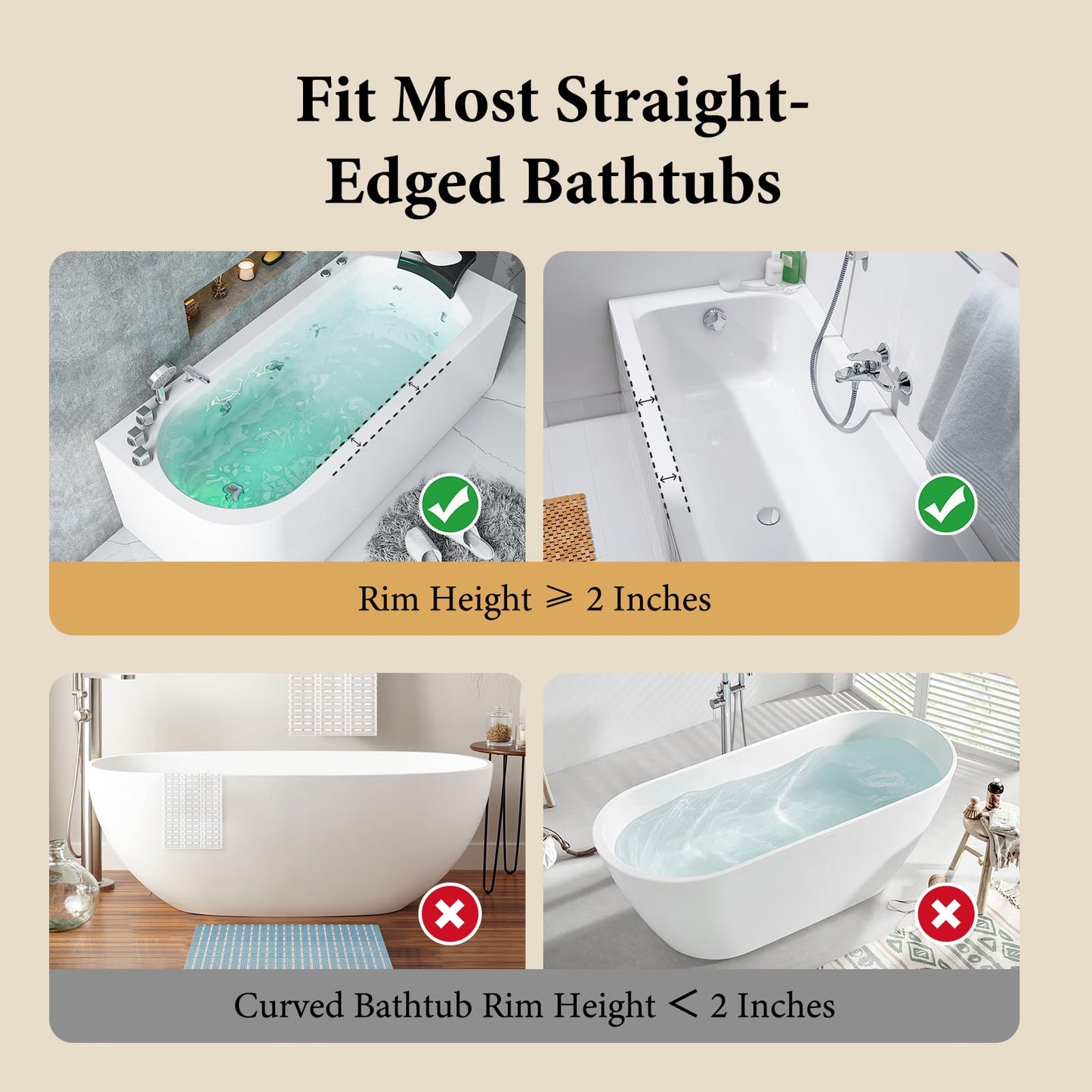 Bathtub Splash Guard, Silicone Toy Tray Holder Storage with 10 Strong Suction Cups, Bathtub Accessories Prevent Water Spill, Countertop Protectors for Tub, Bathroom Sink, Kitchen Sink 1 Pcs Gray White