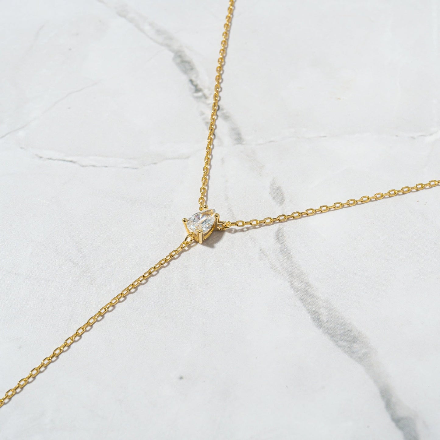 Fglqfam Lariat Necklace for Women, Dainty Gold Long Necklaces, 14k Gold/Silver Plated Y-Shaped Drop Chain Necklace, Simple Layered Necklaces, Trendy Jewelry Gifts for Her (Single CZ Y Necklace-Gold)