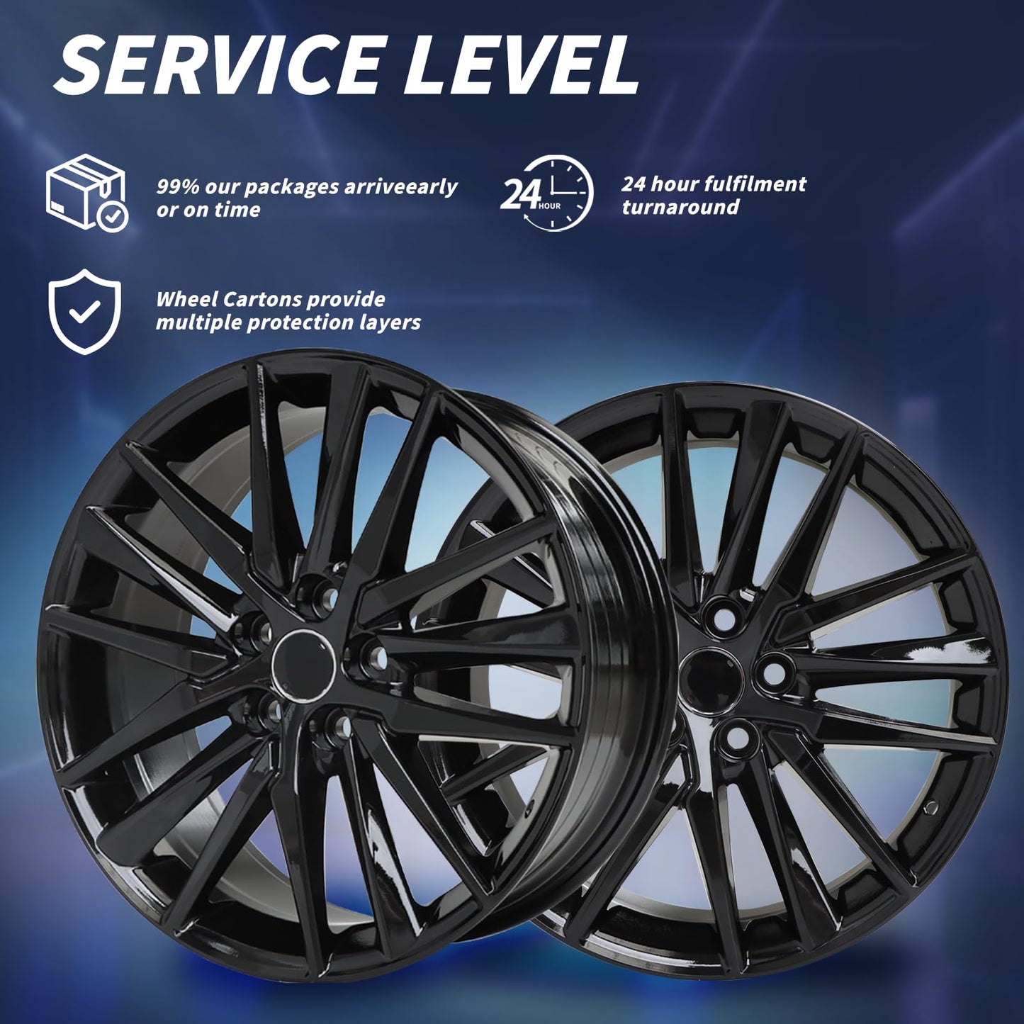 LUNEGUE 19x8inch 19 Inch 19“ Premium Aluminum Alloy Wheel Rim Compatible with Toyota Camry XSE 2021 2022 2023 2024, ALY75222U46N, OE Stock Specs, Gloss Black