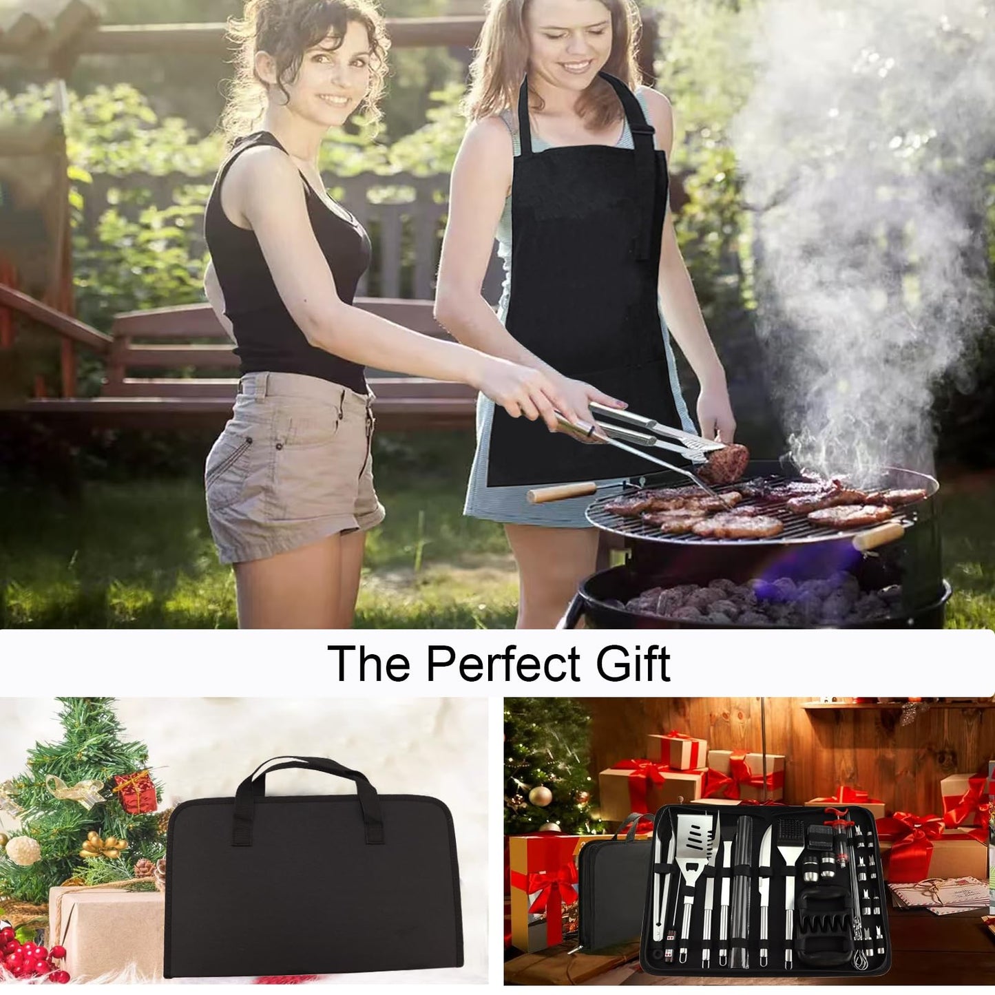 30PCS Portable Grilling Accessories Kit,BBQ Accessories Set with Storage Bag,Stainless Steel Barbecue Tool Set with Apron, for Outdoor,Camping,Backyard Grill Accessories Sets,Man Best Barbecue Gift