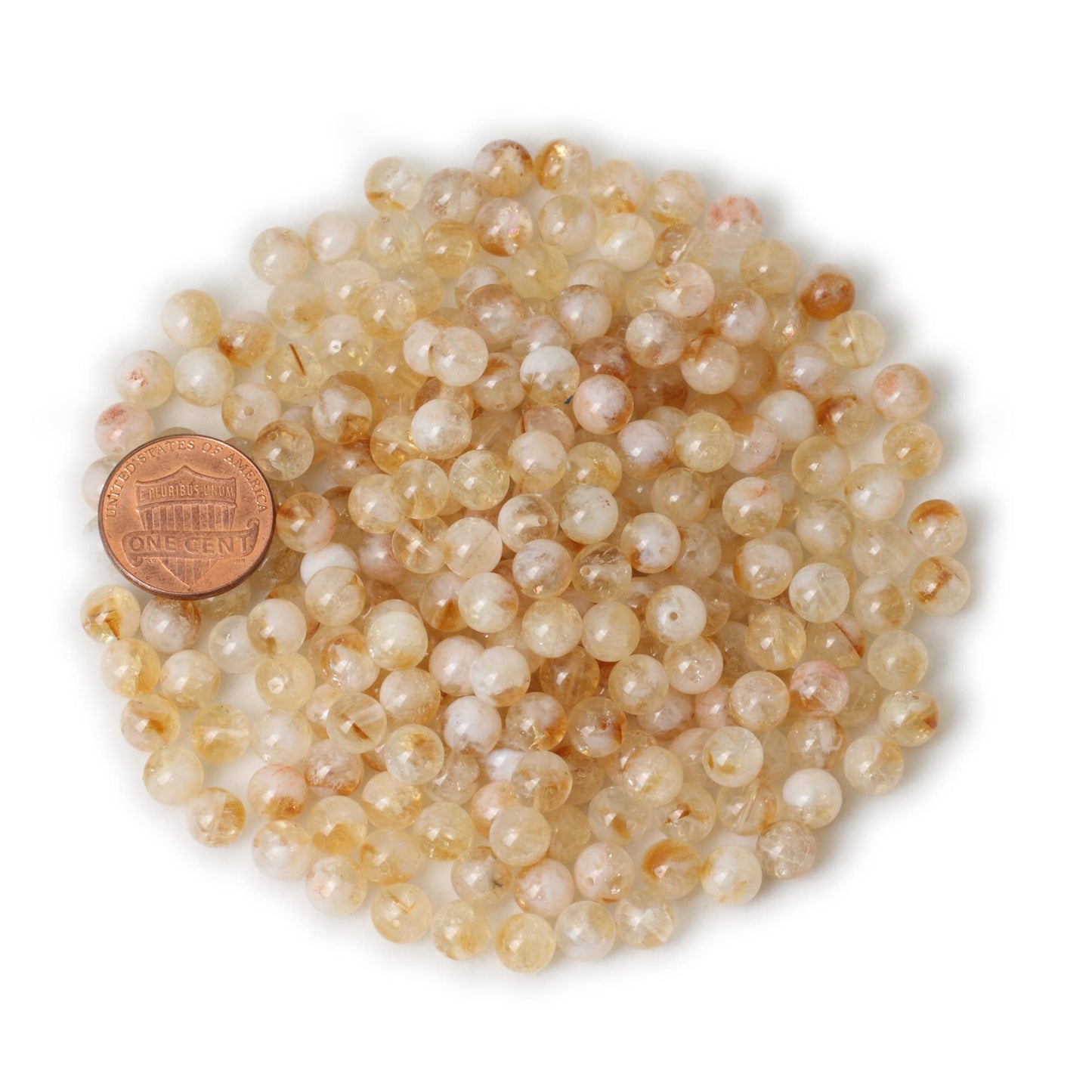 CHEAVIAN 60PCS 6mm Natural Yellow Feather Citrine Gemstone Round Loose Beads Crystal Energy Stone Healing Power for Jewelry Making 1 Strand 15"