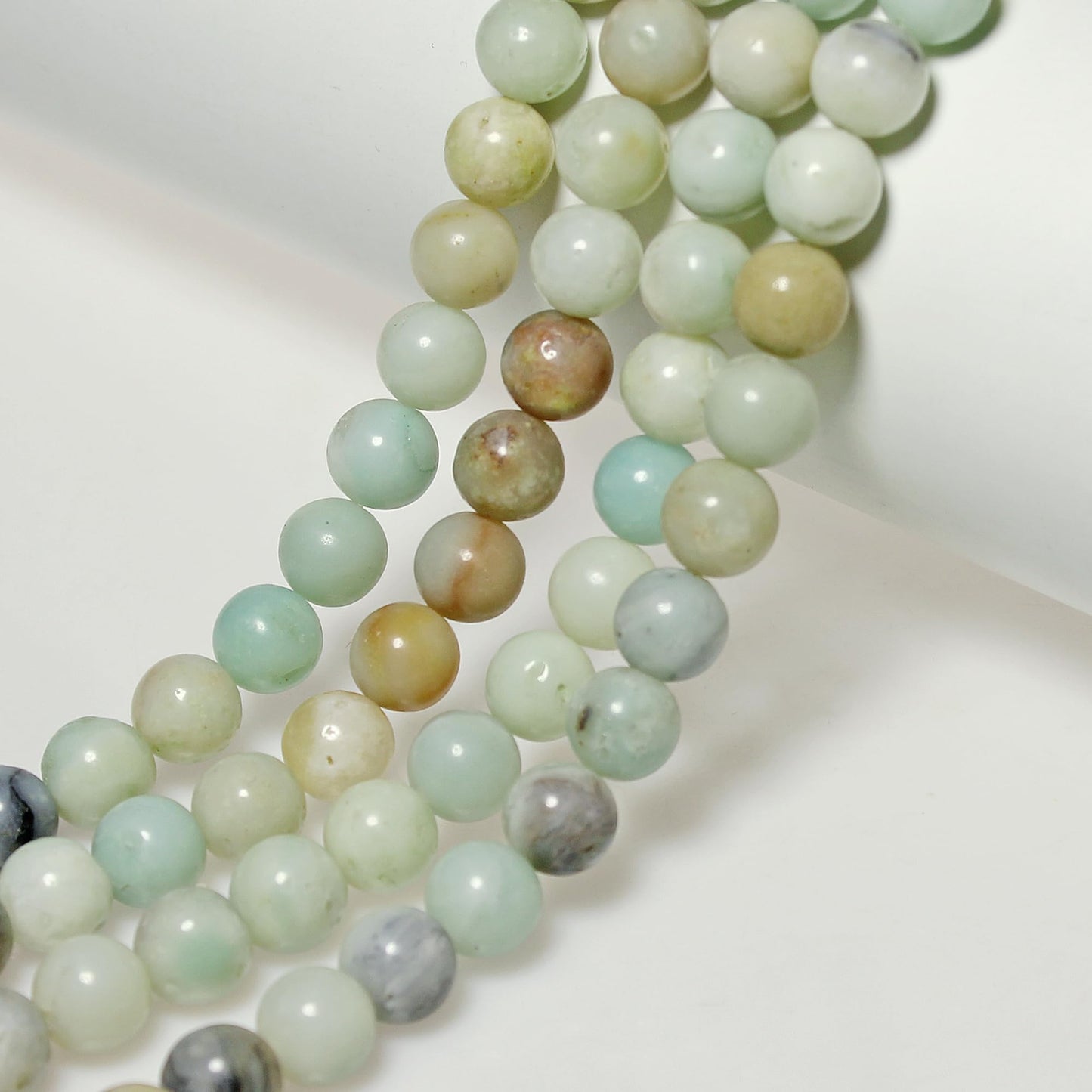 MJDCB Natural Stone Beads Multicolor Amazonite Round Loose Beads for Jewelry Making DIY Bracelet Necklace (6mm)