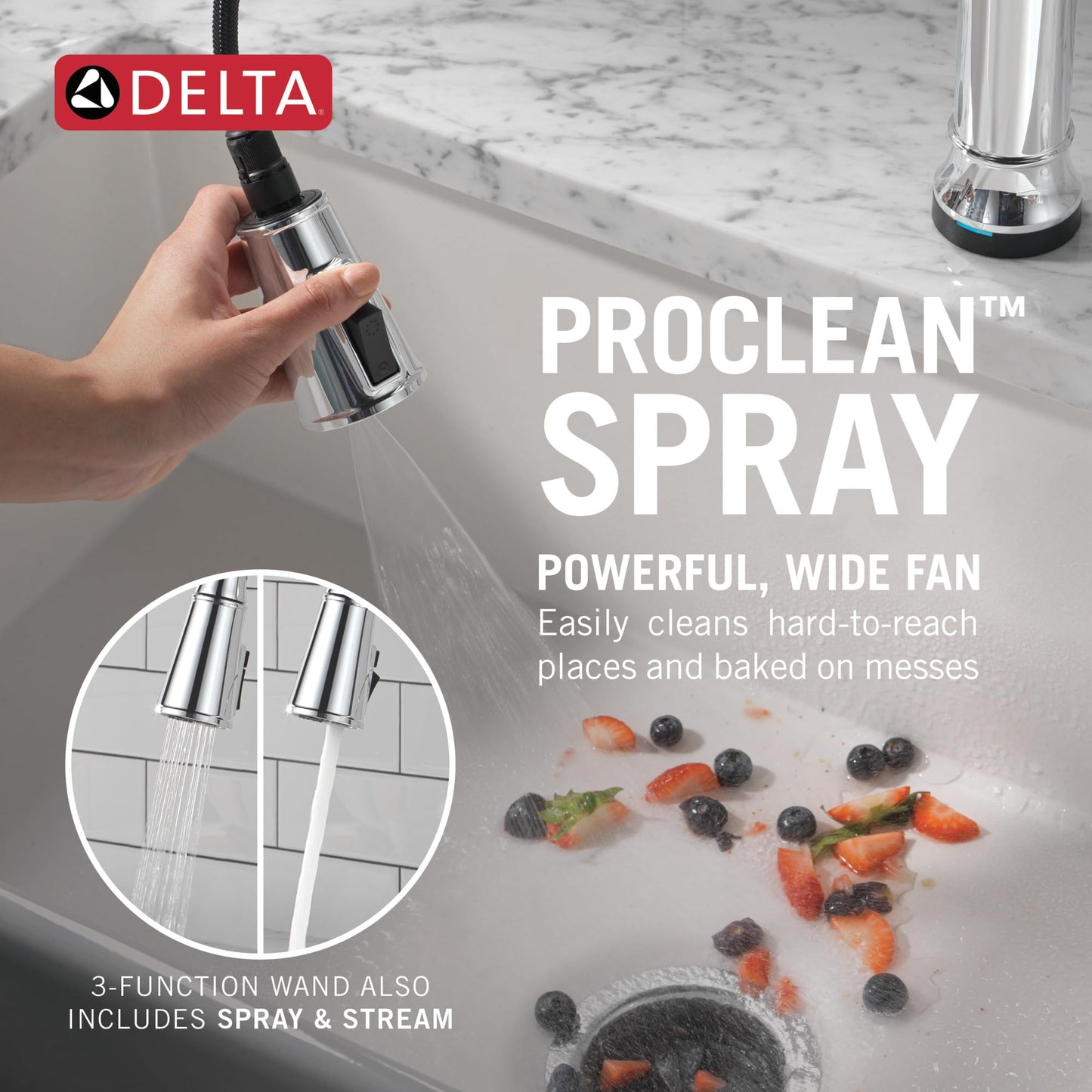 Delta Faucet Renaldi Touchless Kitchen Faucet with Touch Technology, Chrome Kitchen Sink Faucet, Delta ProClean Kitchen Faucet, Pull Down Kitchen Faucet, Lumicoat Chrome 9184TL-PR-DST