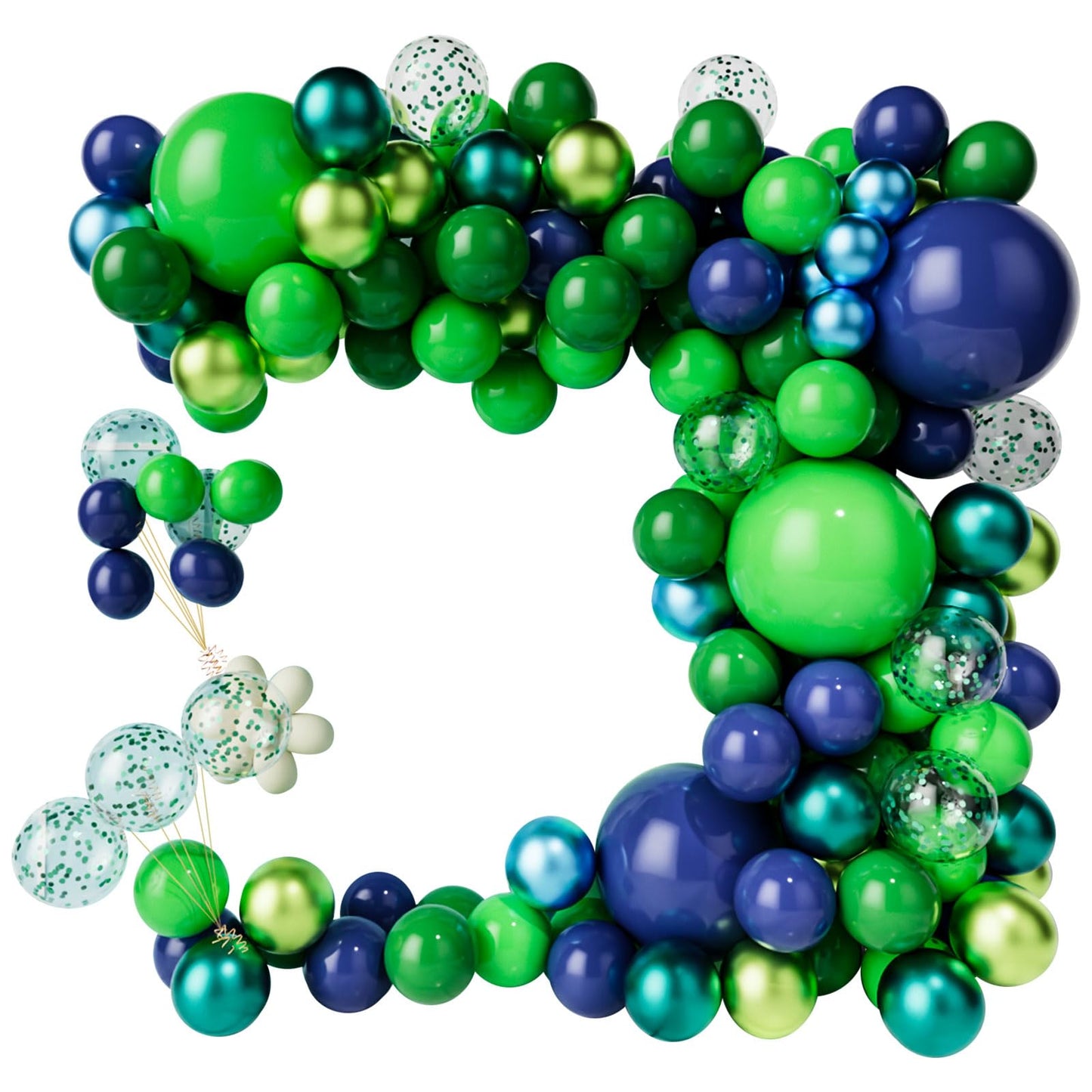 Green Dark Blue Balloon Garland Arch Kit, Dark Blue and Green Latex Balloons, Confetti Balloons for Wedding Birthday Festival Graduation Party Decorations