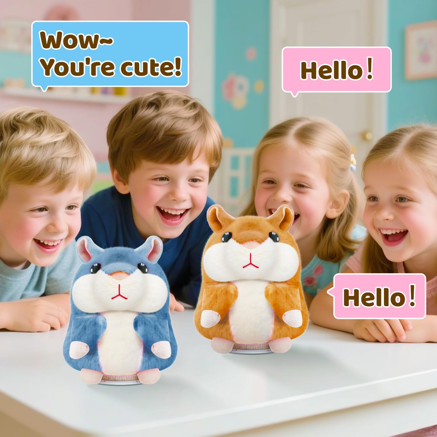SANJOIN Kids Toddler Toys for Ages 2-4, Talking Hamster Repeats What You Say for Boys Girls, Interactive Plush Repeating Toy Gifts for 2 3 4 5 6 8 Year Old Boy Girl Birthday Gift (Brown)