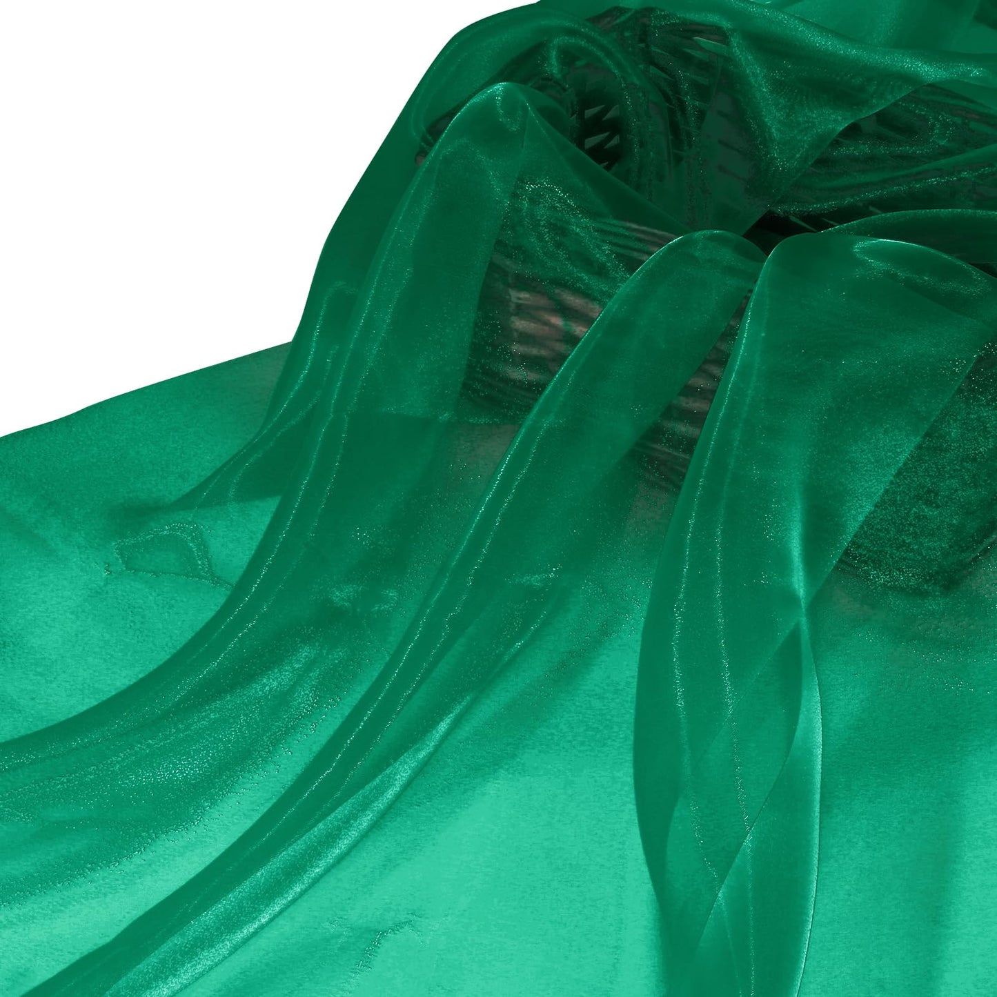 Manyshofu Green Organza Fabric by The Yard - 60 Inch Wide, 10 Yard Soft Sheer Fabric Silky Organza Tulle Fabrics Chiffon Fabrics for DIY Wedding Dress Bridal Decorations Fashion Craft