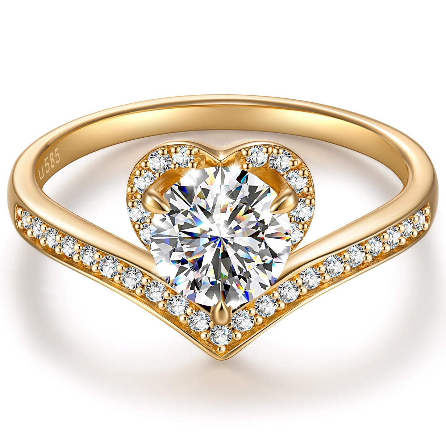 Kate Lynn 14K Gold Rings for Women, 1CT D Color VS Clarity Lab Grown Diamond Rings for Women, Engagement Promise Wedding Anniversary Rings for Her