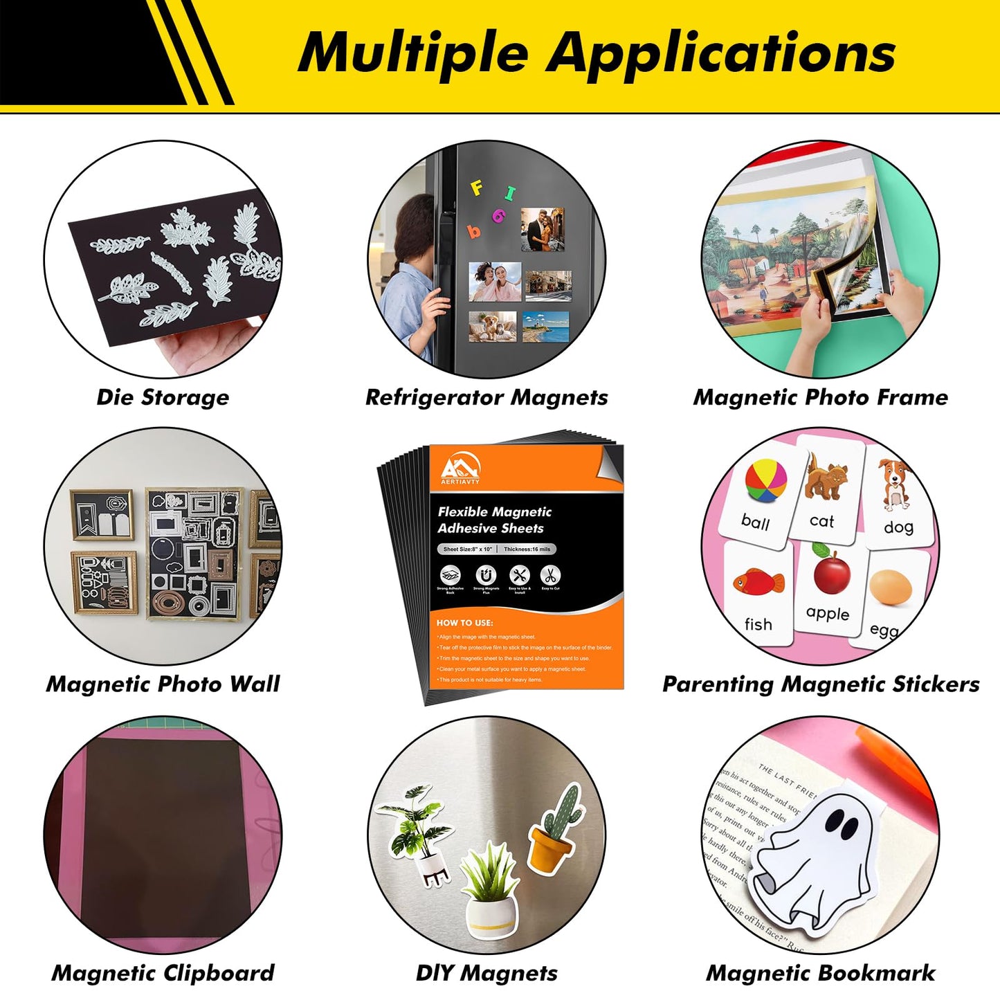 Aertiavty 24 Packs Magnetic Sheets with Adhesive Backing 8.5x11 Inch Adhesive Magnetic Sheets for Dies Storage - 20 Mil Magnetic Contact Paper Peel and Stick, Magnetic Strips with Adhesive Backing