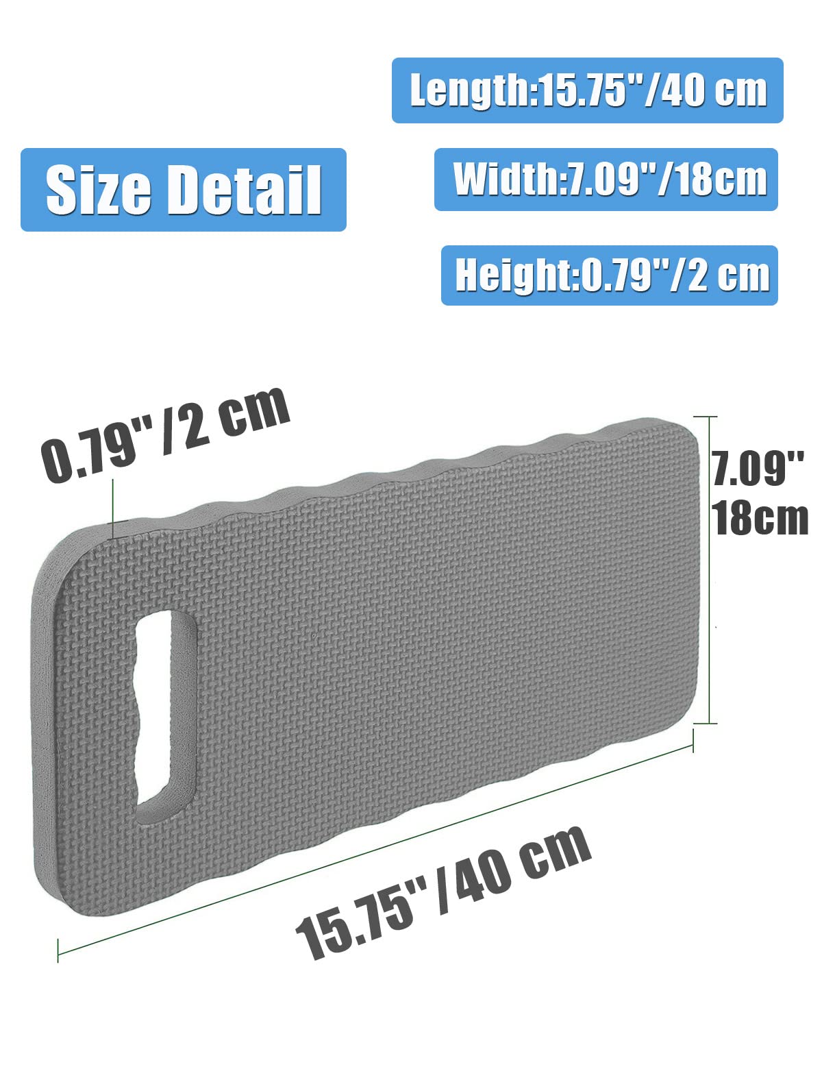 YWSHF 2 PCS Garden Kneeling Pad,Knee Mat Waterproof Foam Knee Pads for Gardening,Cleaning,Baby Bath,Yoga,Praying and Exercise 15.745'' x 7.09'' x 0.79'' Grey