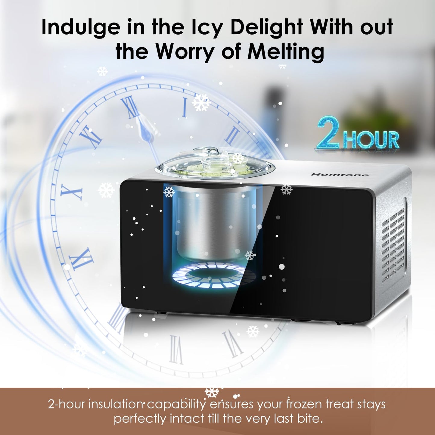 Homtone Ice Cream Maker Fully Automatic with Compressor, 4 Modes, Adjustable softness, Adjusted Speed 1.6 Quart Ice Cream + Yogurt Maker, LCD Touch Screen Homemade Soft & Hard Ice Cream Machine