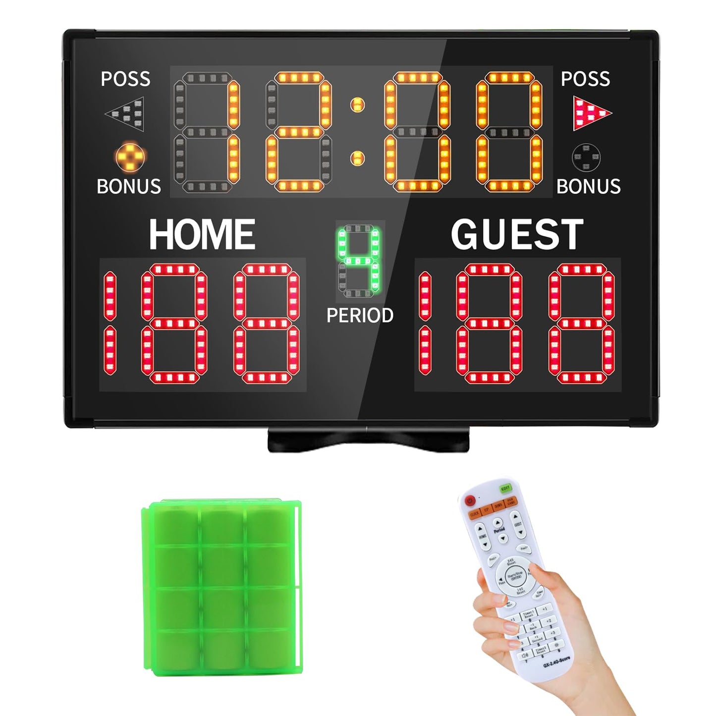 LUCKY TIME Electronic Basketball Scoreboard with Buzzer, Battery Powered Digital Scoreboard with Remote,Portable Score Keeper Used for Basketball,Volleyball,Wrestling,Football (11digits-Battery)