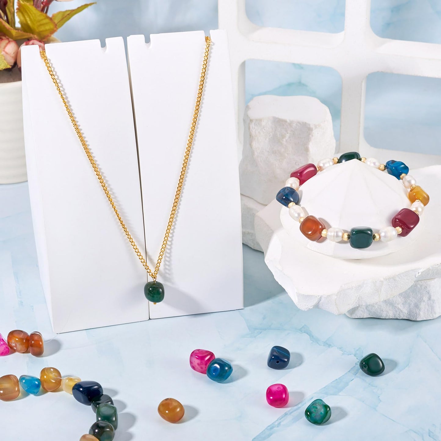 3 Strands Natural Agate Beads for Jewelry Making Colorful Tumbled Stones Polished Healing Crystal Stones Gemstone Loose Beads for Bracelets Necklaces Earrings DIY Crafts 6.5-13mm