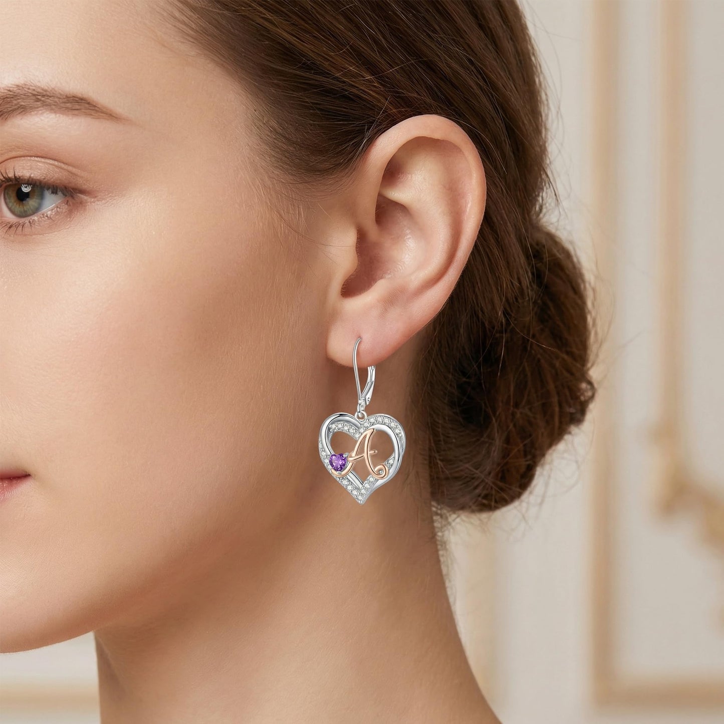 ZPMMPZ Initial Birthstone Earrings Intial Letter Dangle Drop Earrings Birthstone Jewelry Gifts for Women A & March
