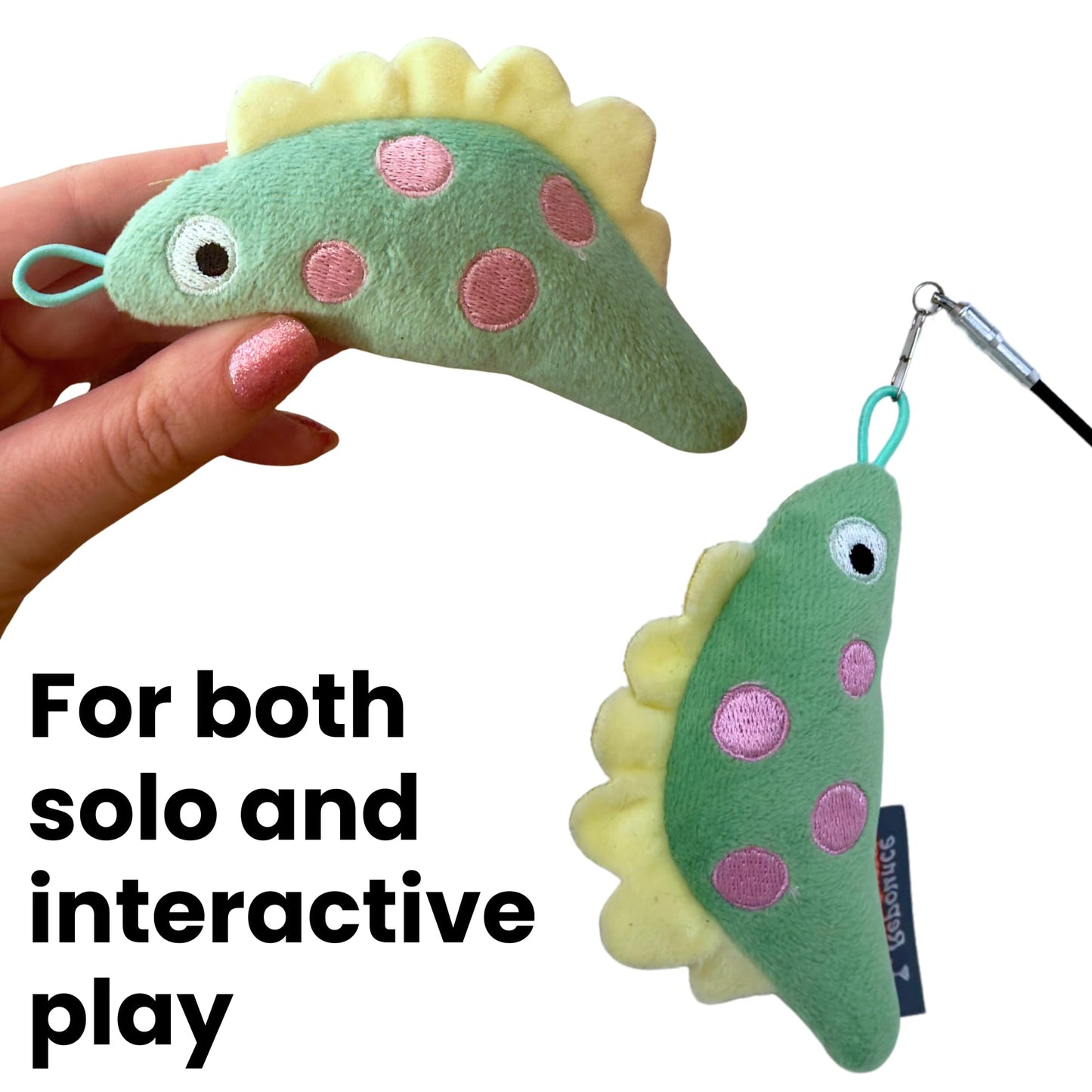 repounce Plush Dinosaur Catnip Cat Toy, Soft and Durable Crinkle Sound with Catnip Inside, Kicker Cat Toy, Cat Toys for Indoor Cats & Kittens, Lure and Attachment Toy with Loop for Cat Wand