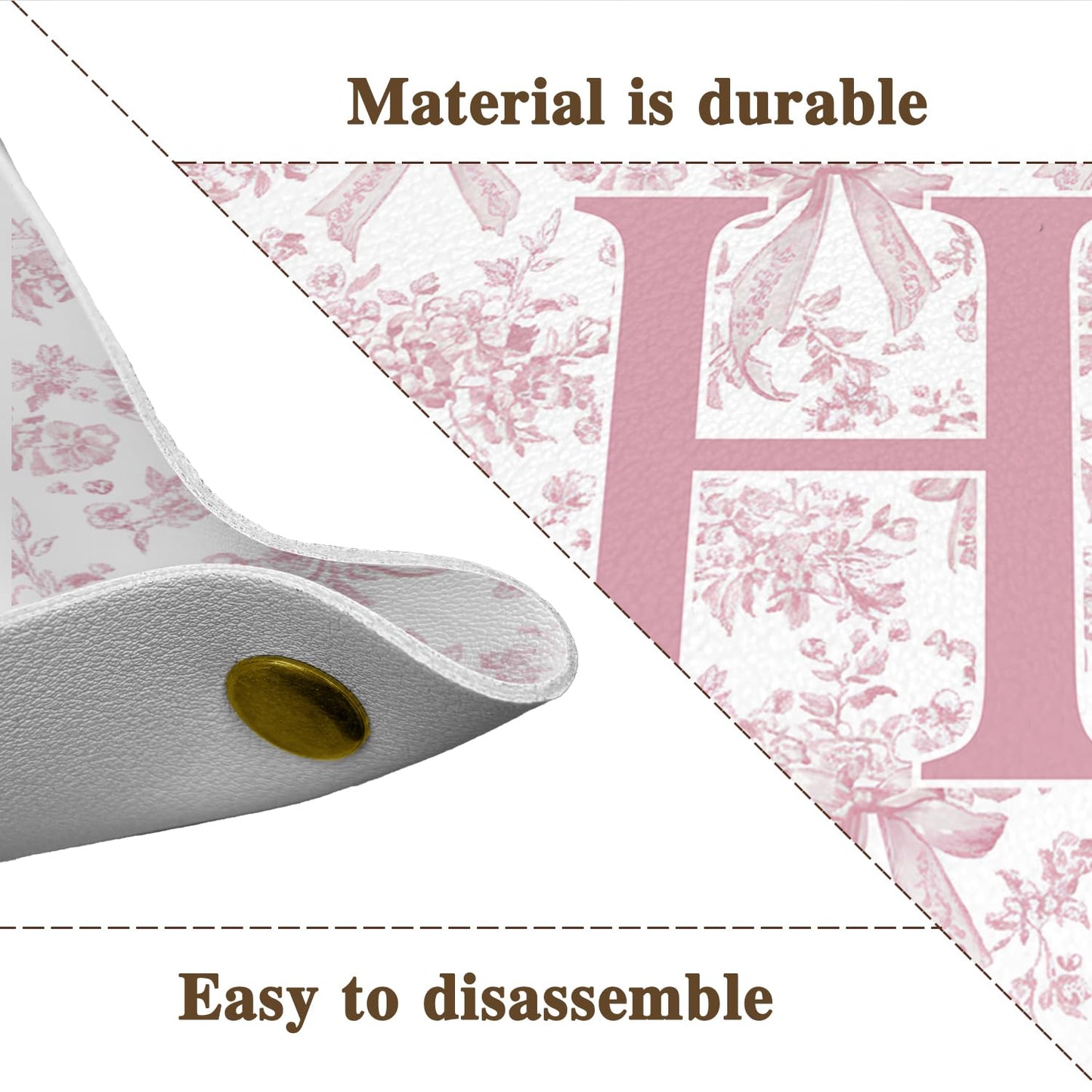 Dilemat Gifts for Women Initial Valet Tray,Pink Personalized Gifts for Women Mom Grandma Girlfriend,Nightstand Desk Accessories PU Leather Tray Organizer for Birthday Christmas Gift Ideas (H)