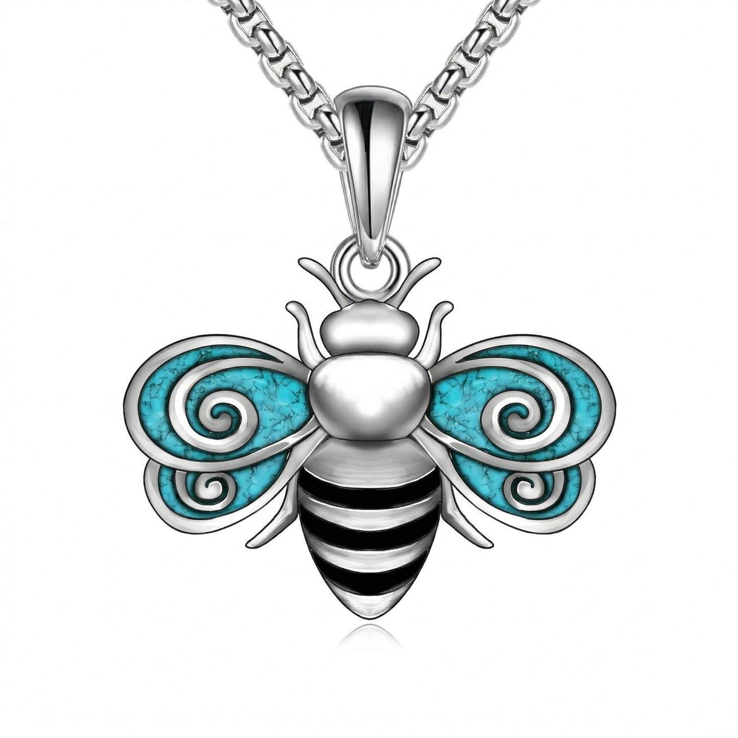 HKPATOP Bee Necklace 925 Sterling Silver Turquoise Bumble Bee Pendant Cute Jewelry Gifts for Women Animal Lovers