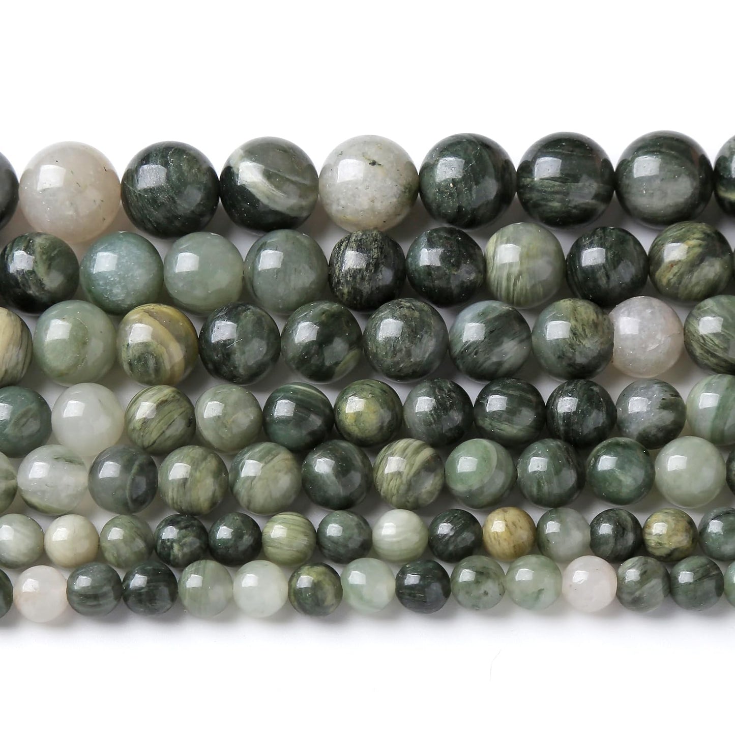 32pcs 12mm Natural Green Hair Quartz Stone Beads for Jewelry Making DIY Bracelet Necklace Accessories 15" Energy Healing Power Round Stone Beads (12mm, Green Hair Quartz)
