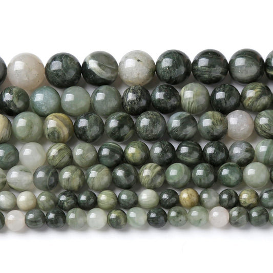 36pcs 10mm Natural Green Hair Quartz Stone Beads for Jewelry Making DIY Bracelet Necklace Accessories 15" Energy Healing Power Round Stone Beads (10mm, Green Hair Quartz)