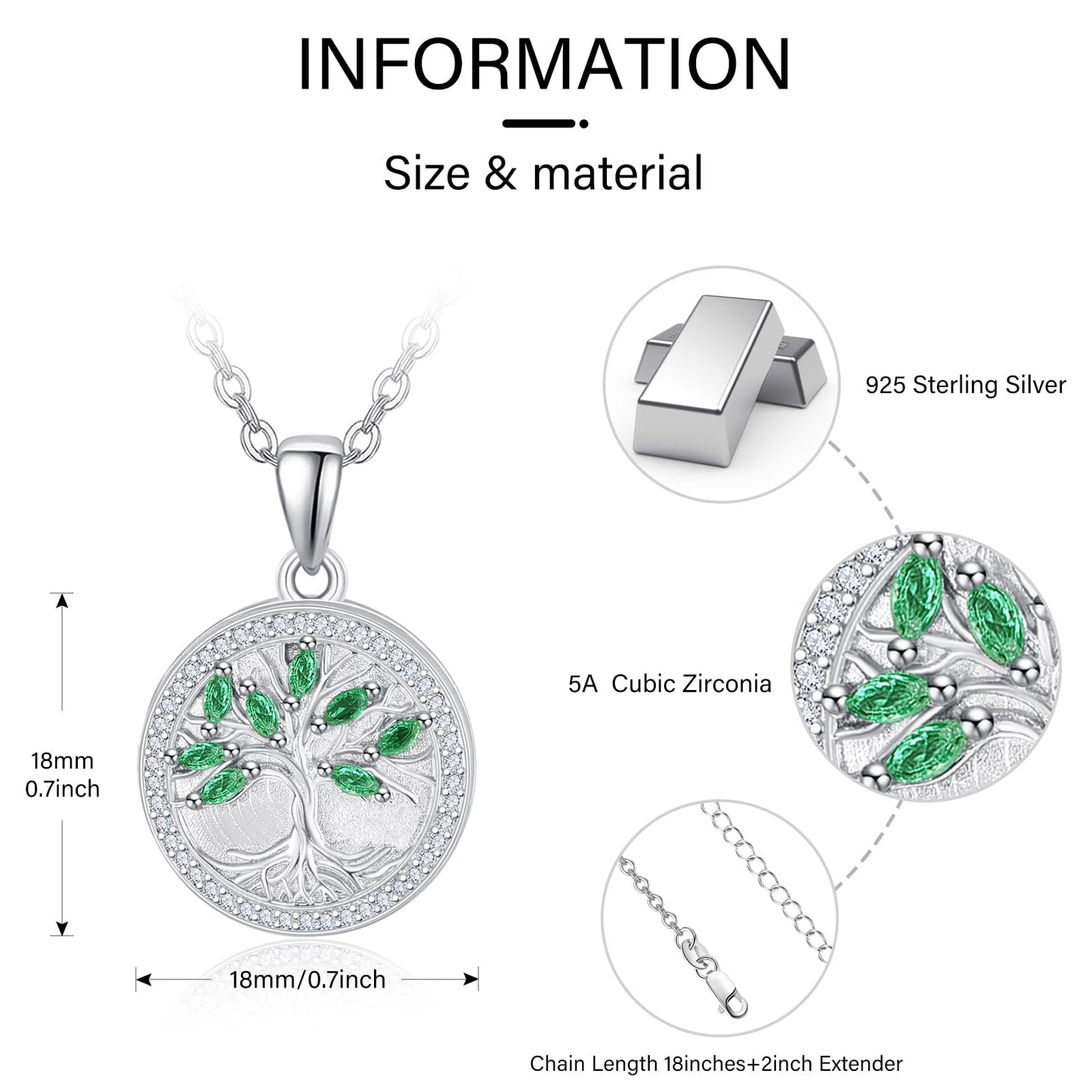 KINGWHYTE Tree of Life Locket Necklace 925 Sterling Silver Family Tree Necklace that Holds Pictures Tree of Life Pendant Christmas Birthday Anniversary Jewelry Gifts for Women