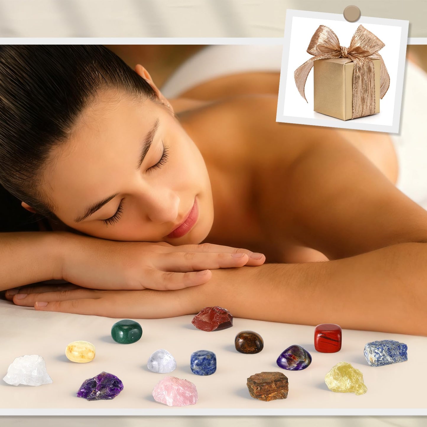 64 Pcs Crystals and Healing Stones Set for Meditation,7 Raw Chakra Stones Crystals Kit Pyramid Reiki Real Crystal Stone with Wooden Box, Lava Bracelet, Chakra Necklace, Gifts for Crystal Beginners
