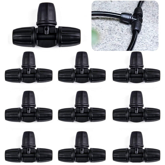 Kalolary Barbed Tee for 5/16 Inch Irrigation Tube, 20PCS Anti-Drop Drip Irrigation Hose Fittings for 8/12mm PE Pipe Micro Spray Lock Drip Irrigation Parts Connectors 3-Way Adapter Watering System
