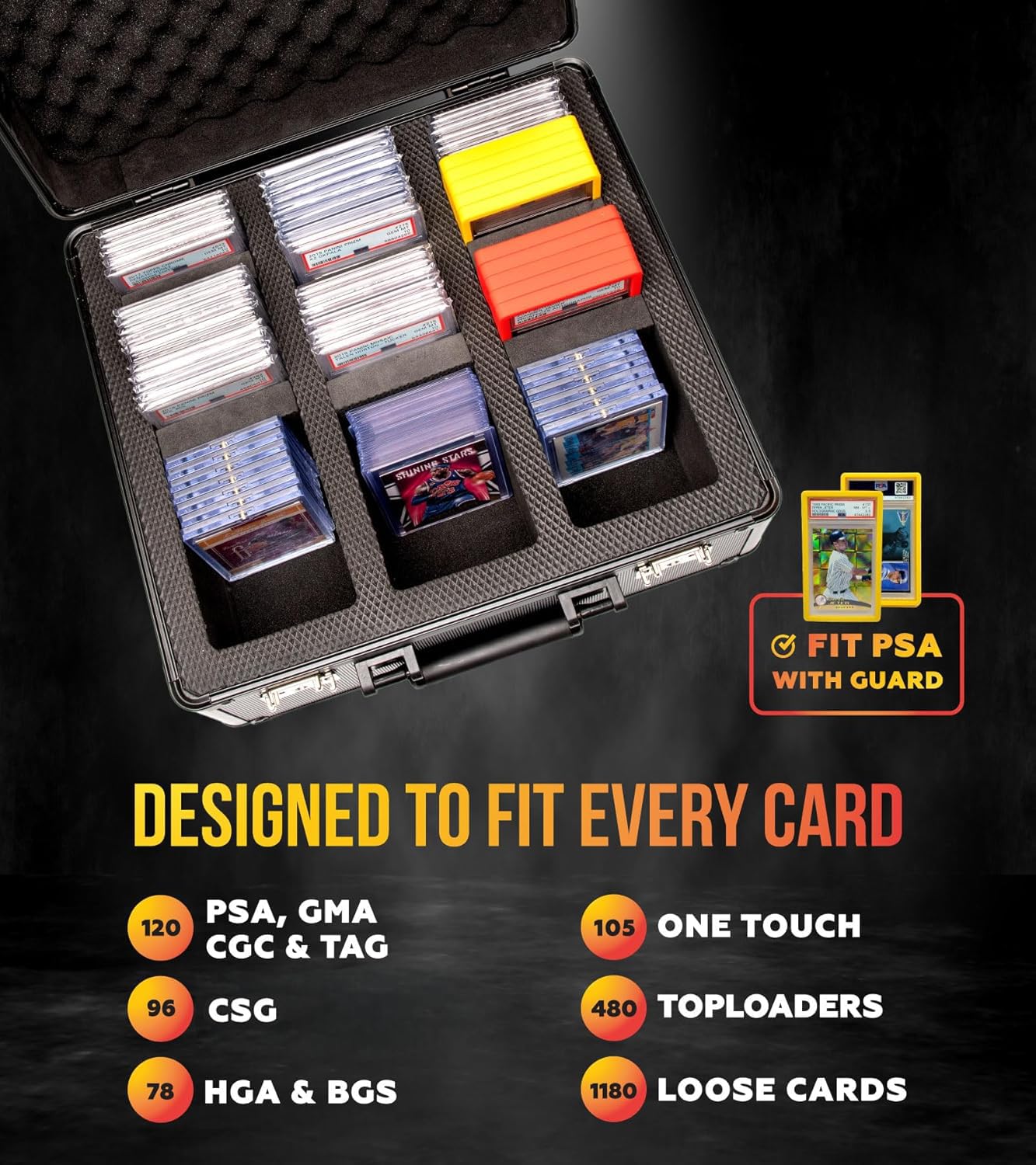 Panopply SLAB ARMOR 3 Row Graded Card Storage Box PSA Card Slab Case For Graded cards Hold 120+ Slabs Graded Card Case PSA Graded Card Storage Sports Baseball Card Collector Gifts (CARBON FIBER)