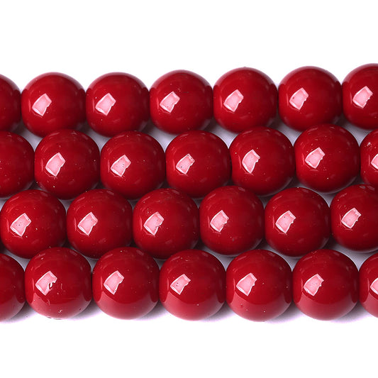4mm 90pcs Pomegranate Red Glass Beads Natural Round Loose Beads Crystal Energy Stone Healing Power for Jewelry Making 1 Strand 15" (4mm, Pomegranate Red Glass)