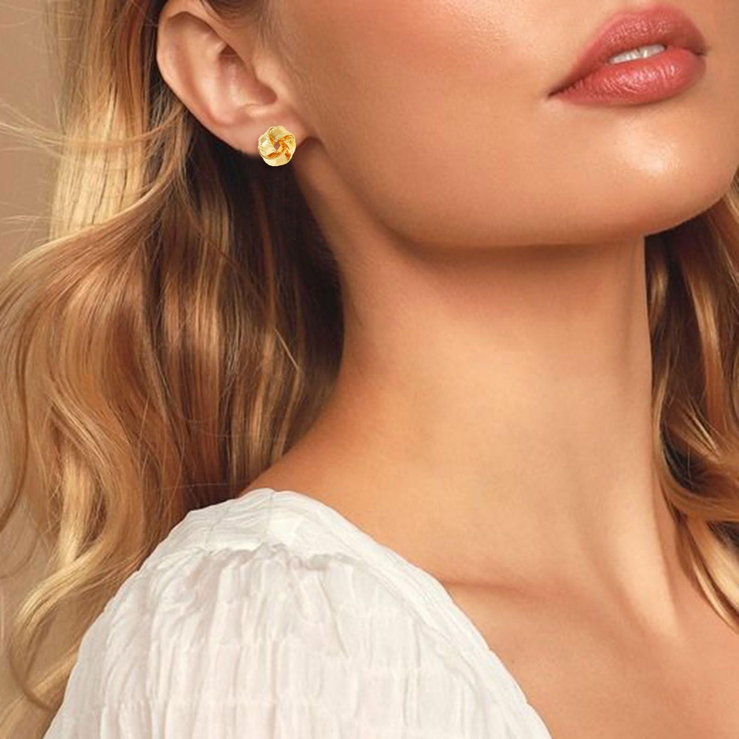 14K Gold Plated Earrings Stud for Womens Small Knot Earrings Golden Twisted Love Knot Jewelry