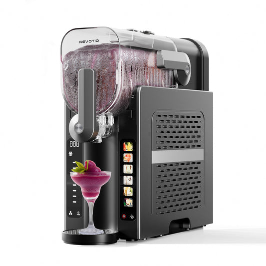 REVOTIO Slushie Machine for Home, 88 oz Slushy Machine, No Ice Needed Frozen Drink Maker with 6 Presets, Quiet, Auto-Clean, LED Display, Black, Perfect for Margaritas, Frappés, Milkshakes and More