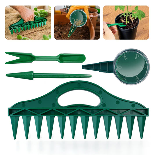 Seed Spreader 4PCS Sowing Seeds Dispenser Set Mini Seed Dispenser for Small Seeds Handheld Seed Planter Tool Seed Dibber Multifunctional Seed Spacer Gardening Tools