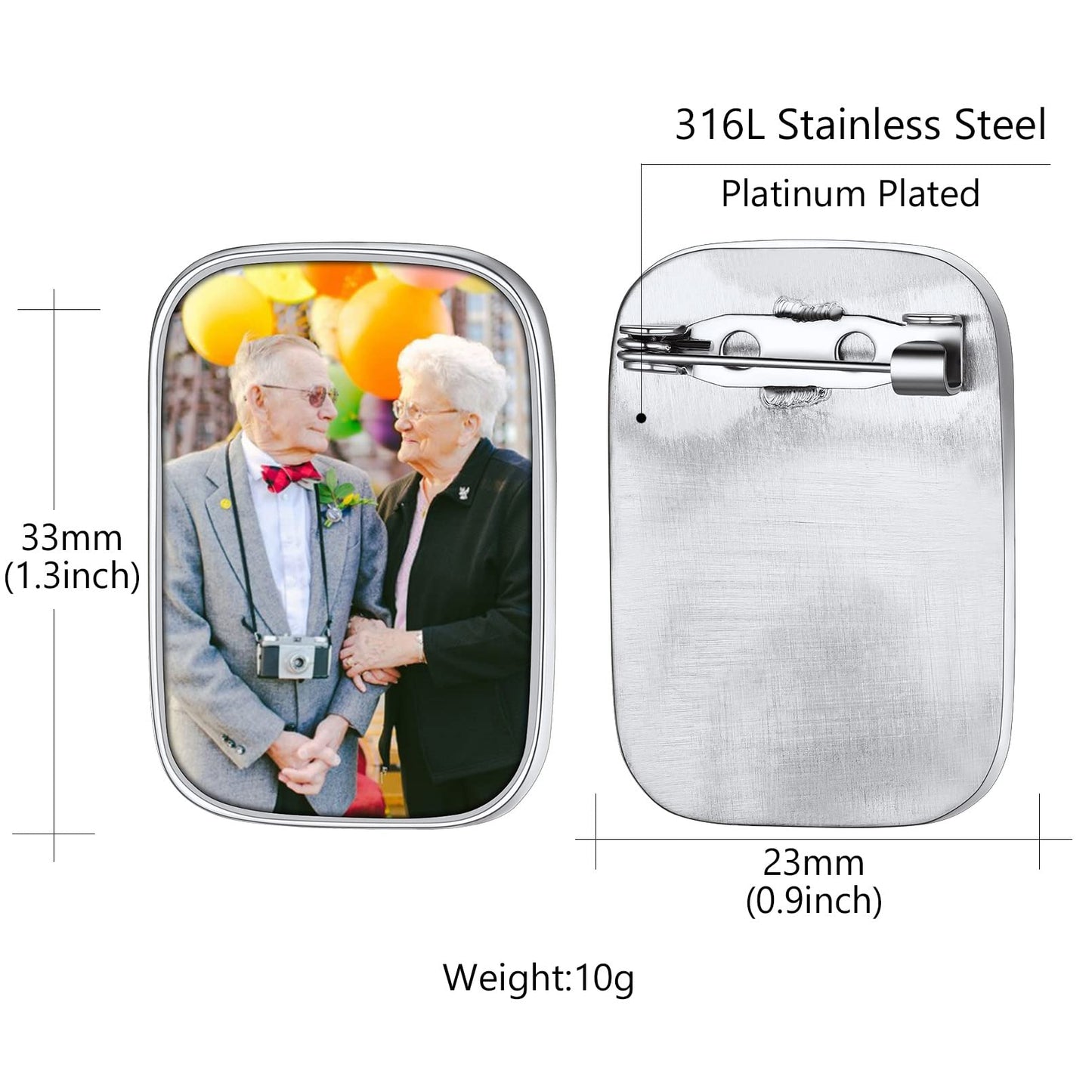 Custom4U Personalized Photo Brooch Pin Frame Picture Pins Customized Wedding Bouquet Charm Memorial Boutonniere Pin Memorial Gift for Women Men