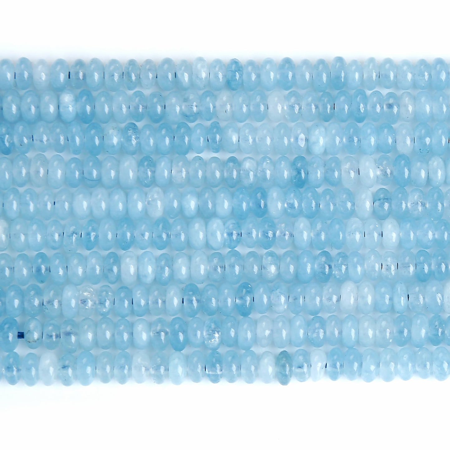 150PCS 2x4mm Natural Aquamarine Rondelle Beads Abacus Disk Stone Beads Round Loose Spacer Gemstone Beads for DIY Bracelet Necklace Jewelry Making
