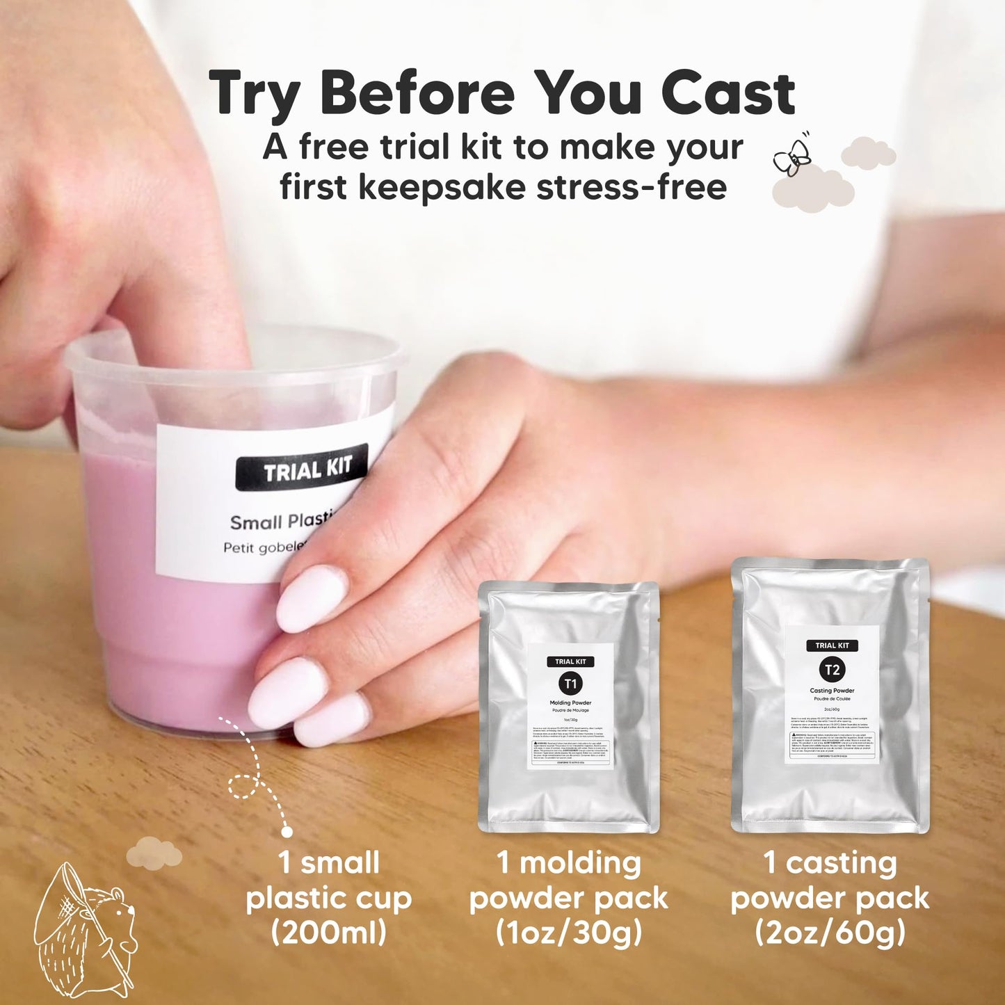 KeaBabies Baby Casting Kit Hands and Feet Mold - 3D Newborn Hand Casting Kit & Stylish Wood Base, Easy DIY Infant Foot Molds 0-9 Months, First Christmas & Baby Keepsake Shower Gifts (Round, Ash Wood)