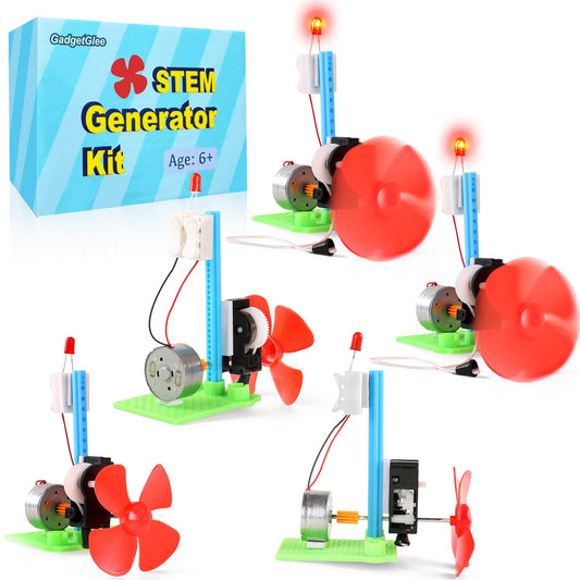 5 Bulk STEM Generator Kits for Kids, DC Motor Science Experiments, Engineering Building Projects Activities STEAM Toys, Class Educational Learning Classroom Activity, Free Energy Hand Generators Kit