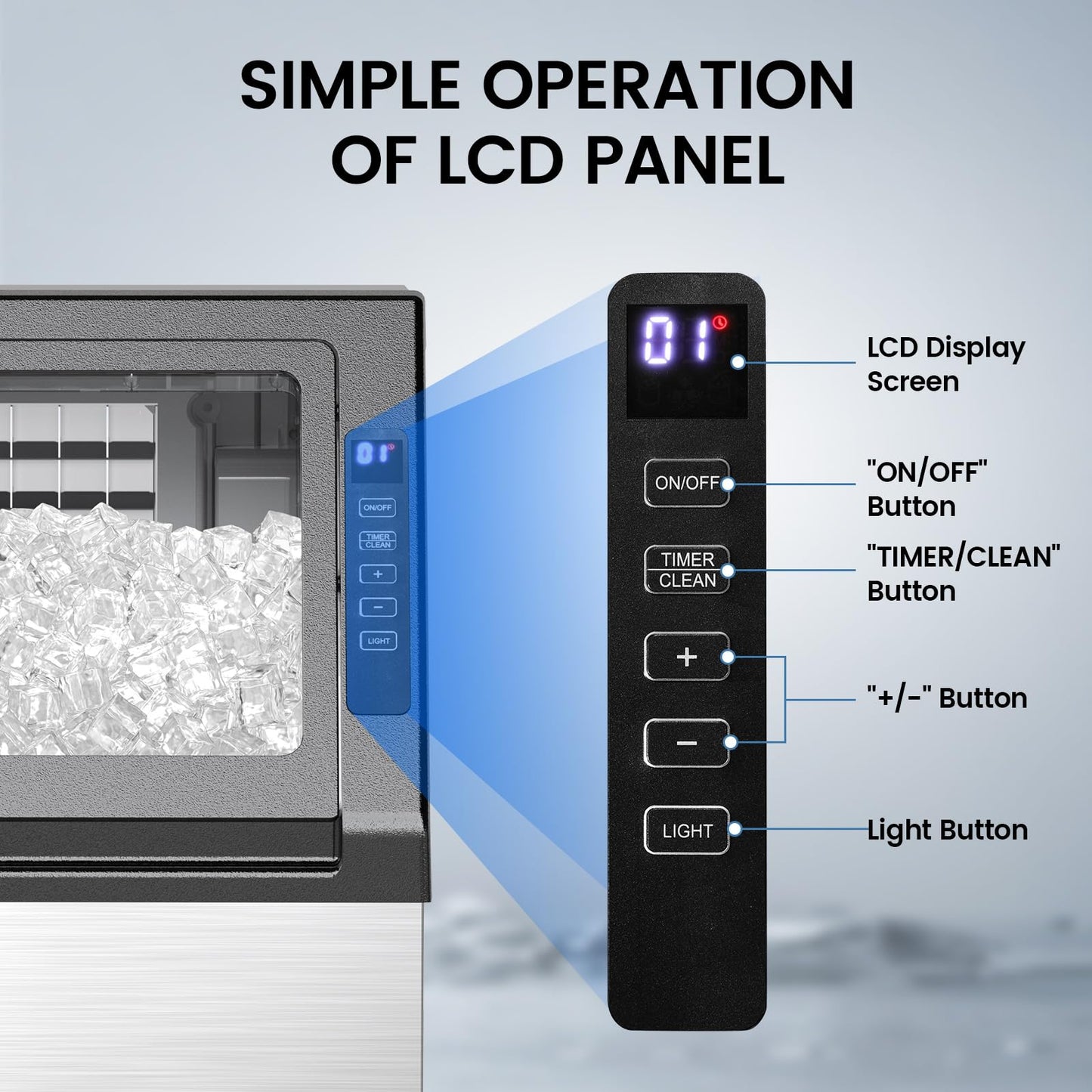 Commercial Ice Maker Machine, 80Lbs/24H Undercounter ice Machine with 28Lbs Ice Storage Capacity, Auto Self-Cleaning, Stainless Steel Freestanding Ice Maker for Home/Bar/Restaurant/Outdoor