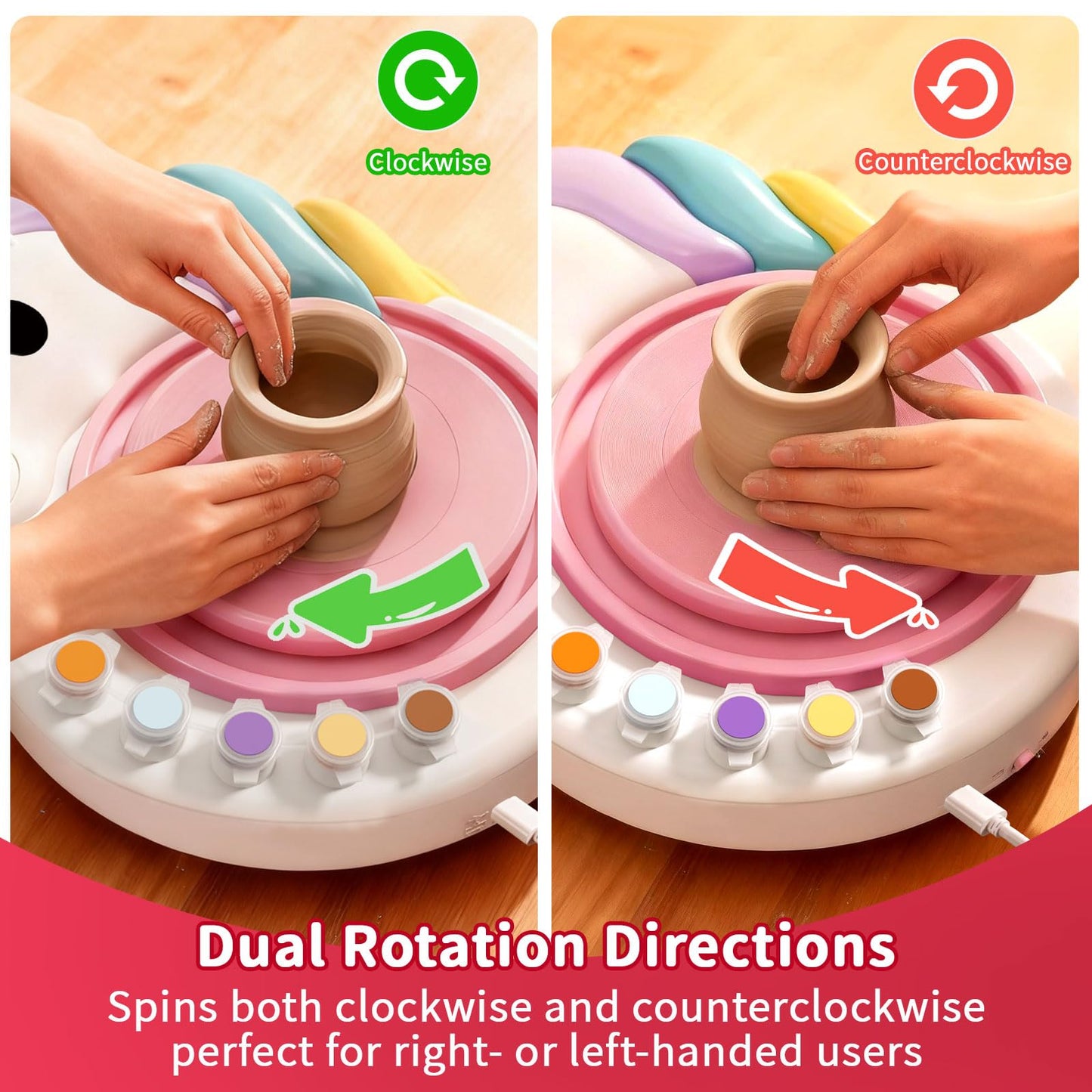 Oeasic Unicorn Pottery Wheel for Kids, Arts and Crafts for Kids Ages 8-12, PotteryCraft Kit with Clay, Art Supplies for Kids Birthday Christmas Gift for 6 7 8 9 10 11 12+