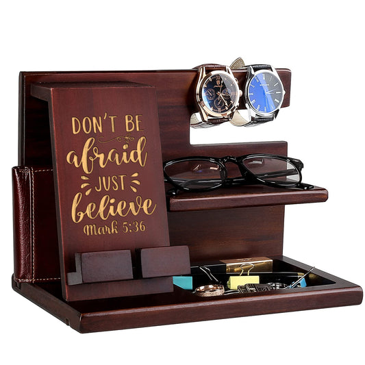 Personalized Wood Phone Docking Station - Presents For Dad - Best Dad Ever - Perfect For Birthday, Christmas, Fathers Day