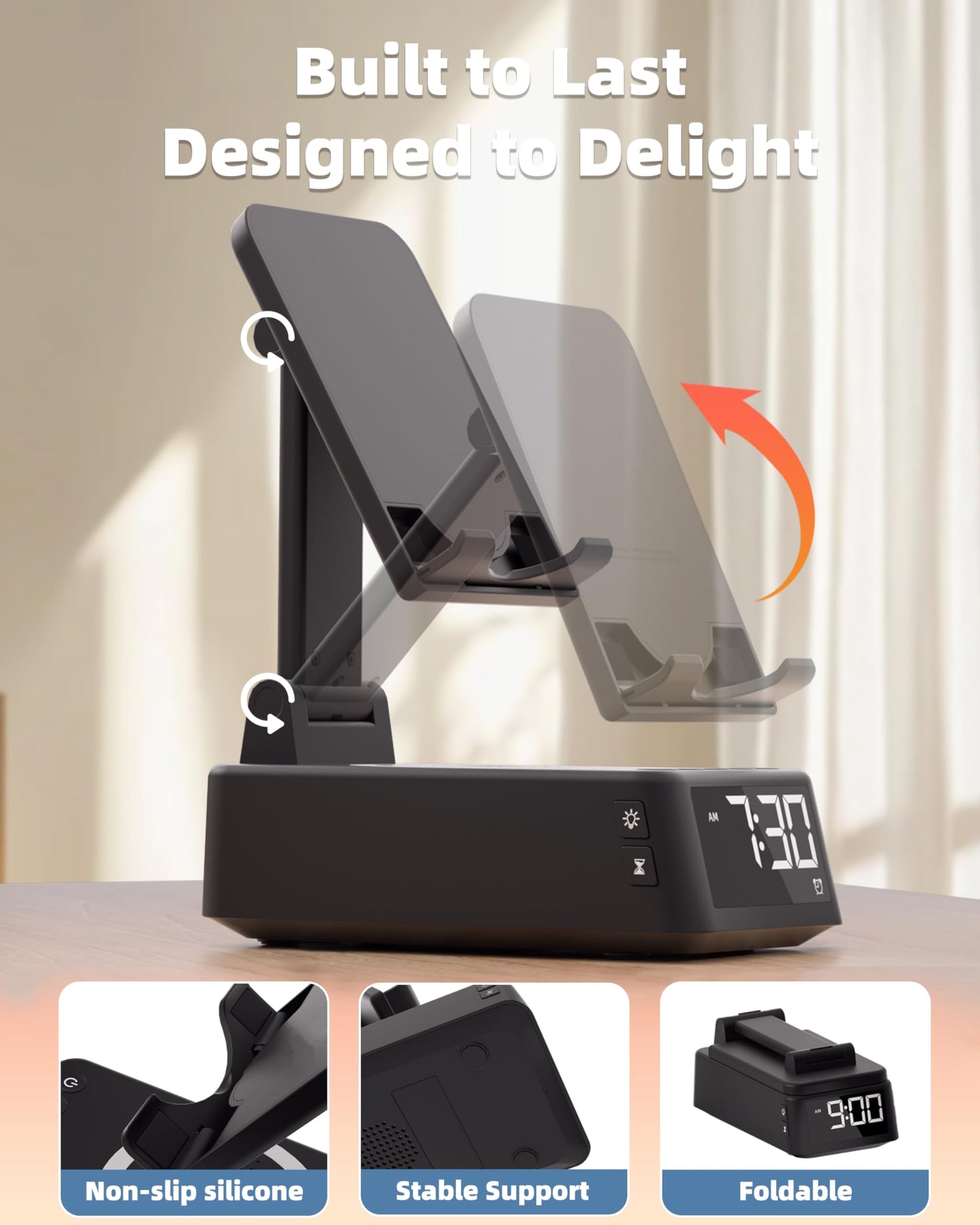 Caulikine Gifts for Men Women, Cell Phone Stand with Bluetooth Speaker,Sound Machine White Noise Machine with 20 Soothing Sounds,Ambient Light Portable Speaker Stand Birthday Gifts for Men,Women,Dad