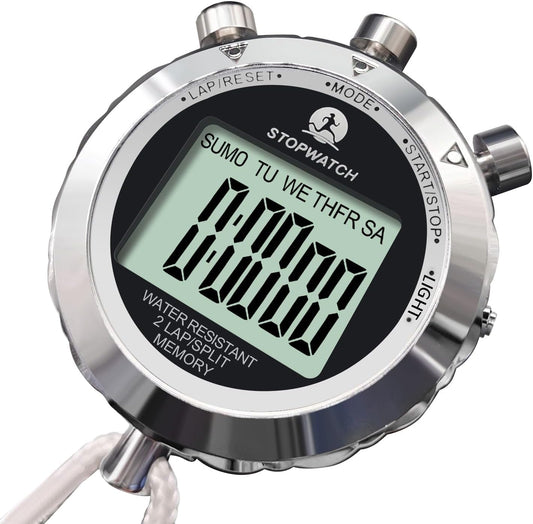 Rolilink Stopwatch,Metal Stop Watch for Sports Stopwatches Timer for Sports and Competitions (2 Lap with Backlight-Metal)