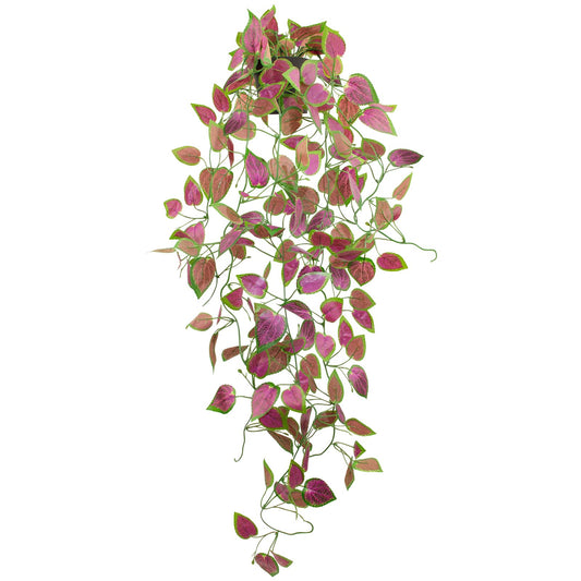 LOYWREE Artificial Purple Ivy Hanging Vine Plants - Small Potted Long Trailing Cascading Foliage, Gothic Home Decor for Indoor/Outdoor, Office, Garden & Shelf (Black Pot)